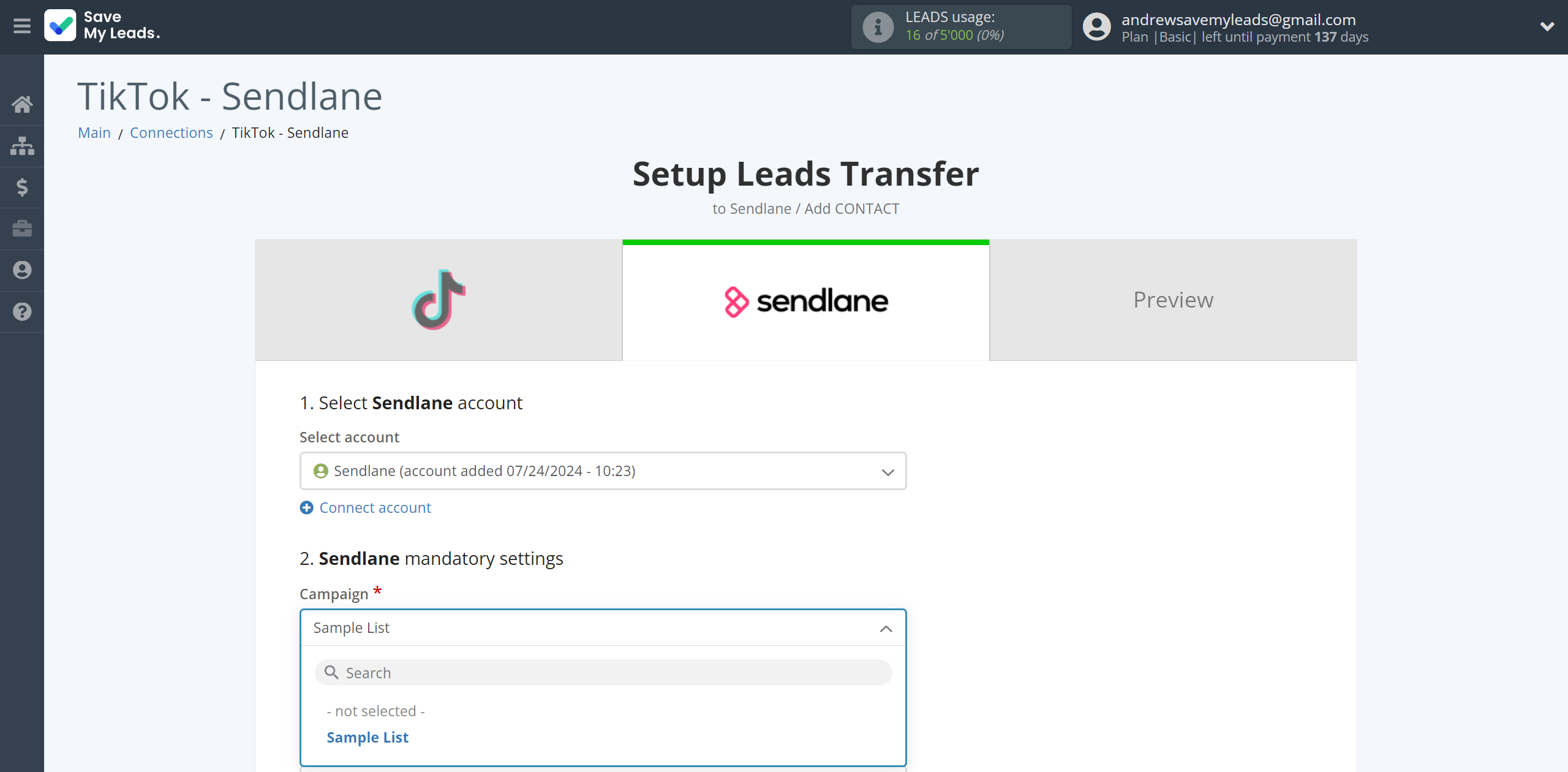 How to Connect TikTok with Sendlane Add Contacts | Assigning fields