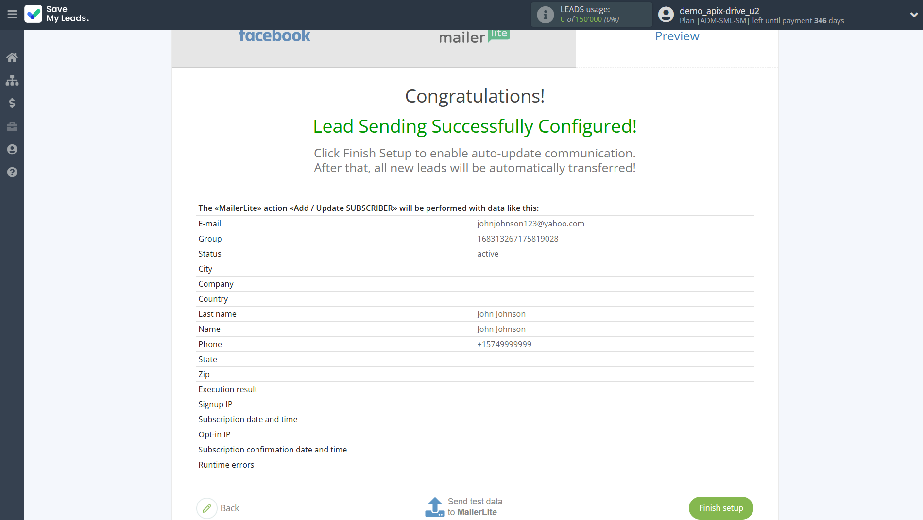 How to Connect Facebook with MailerLite | Test data How to Connect Facebook with MailerLite | Test data