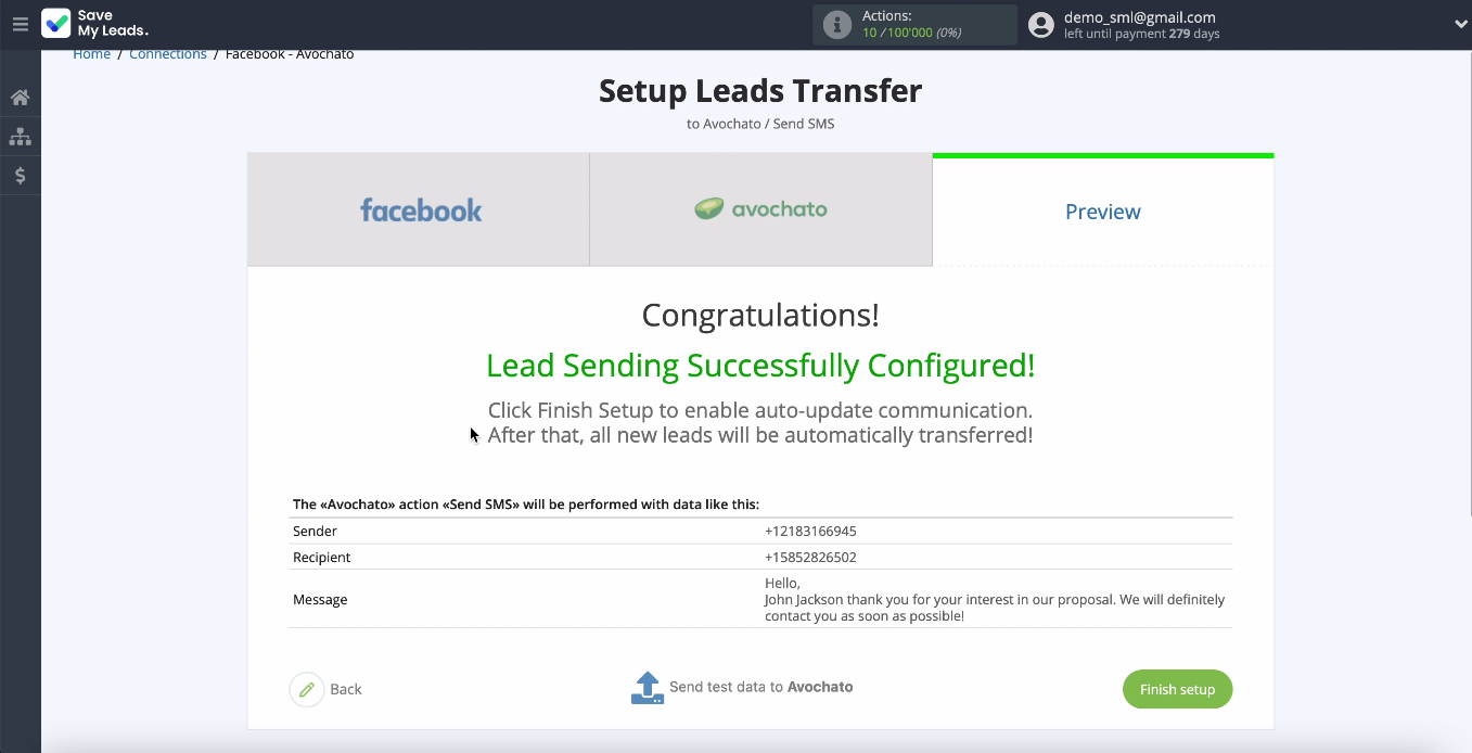 Integration Avochato and Facebook Leads Ads | Test the connection&nbsp;