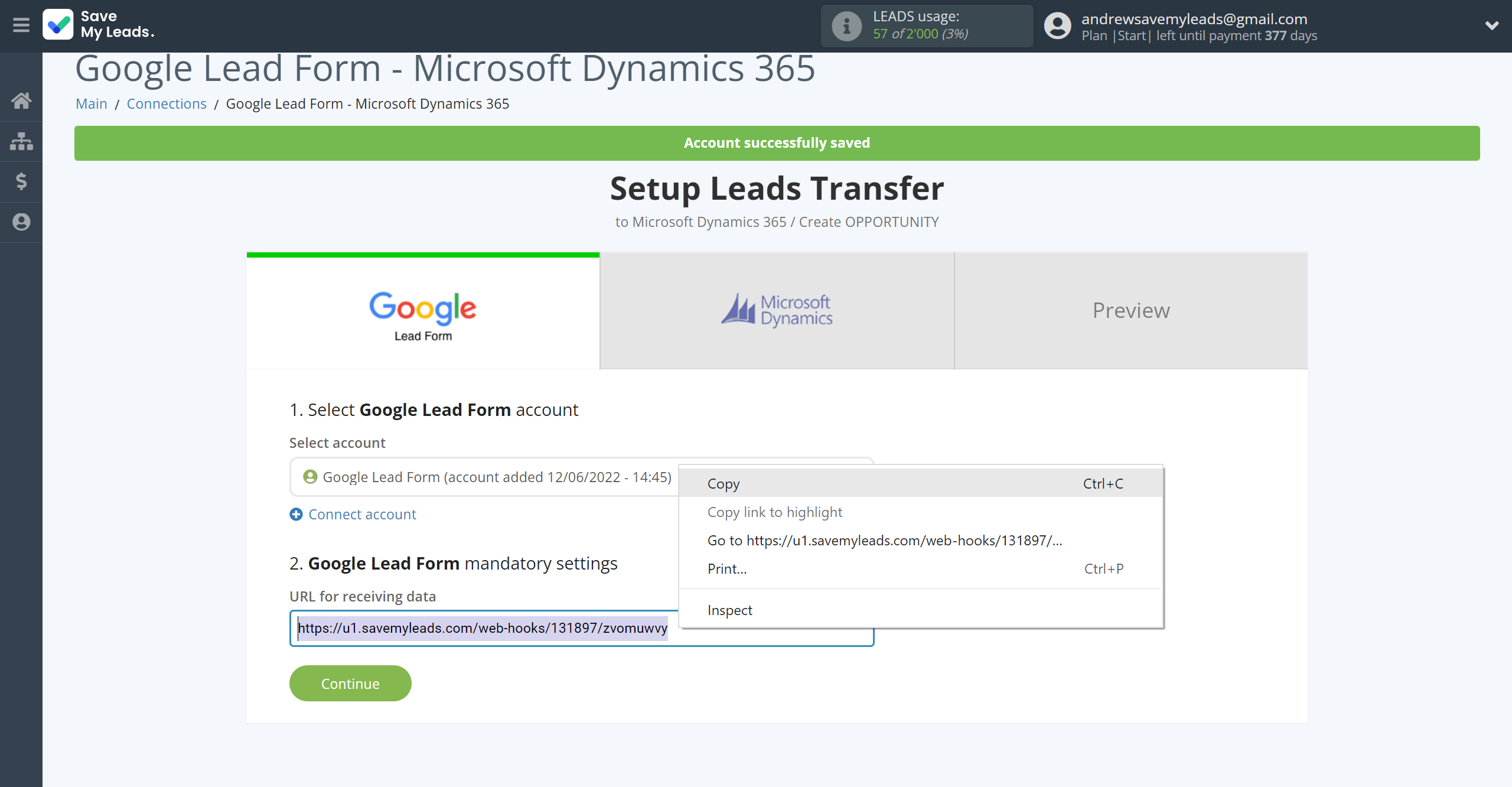 How to Connect Google Lead Form with Microsoft Dynamics 365 Create Opportunity | Data Source account connection