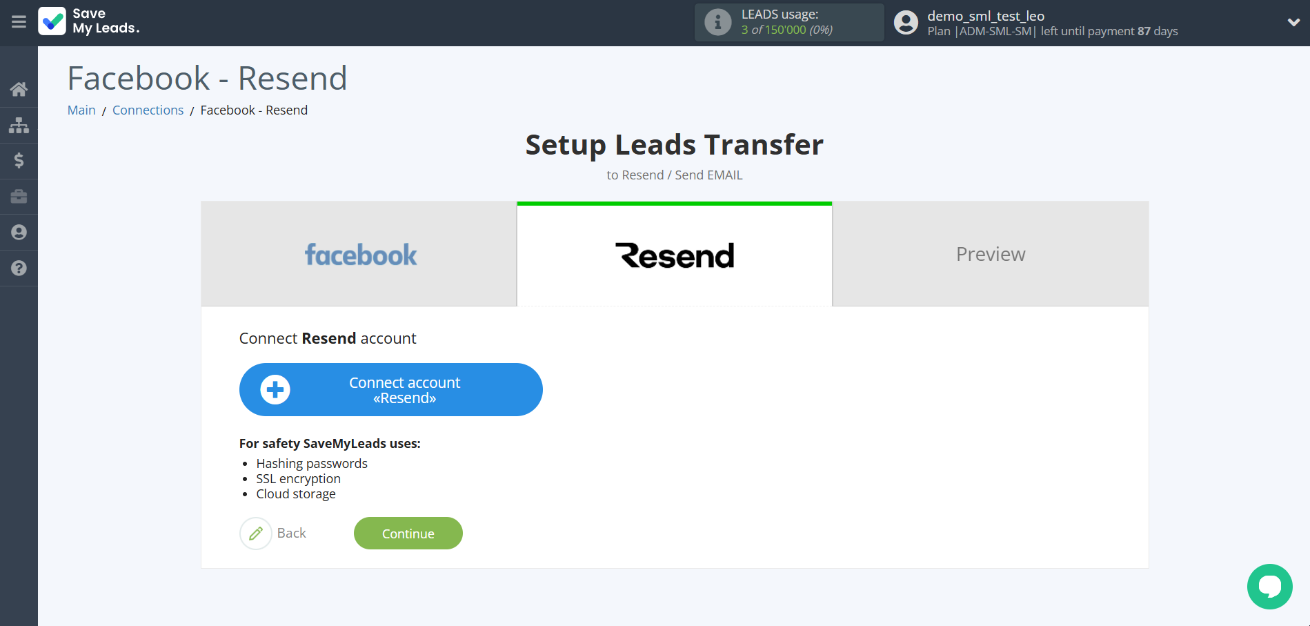 How to Connect Facebook with Resend | Data Destination account connection