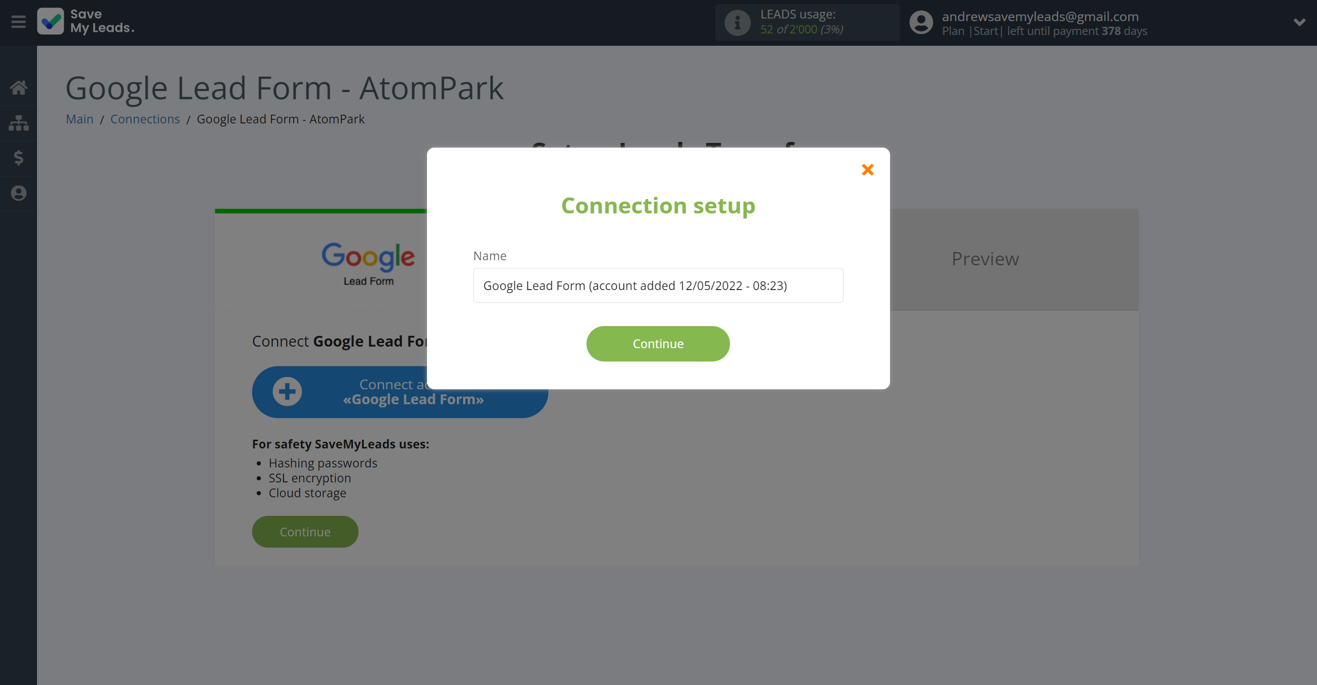 How to Connect Google Lead Form with AtomPark | Data Source account connection