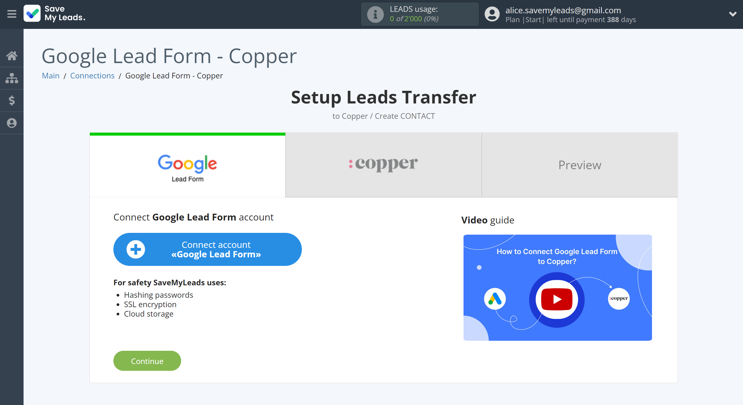 How to Connect Google Lead Form with Copper Create Contacts | Data Source account connection