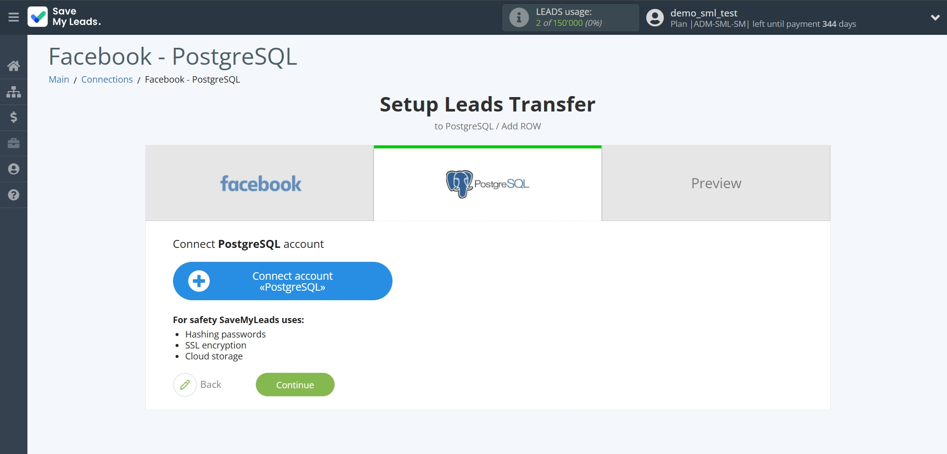 How to Connect Facebook with PostgreSQL | Data Destination account connection How to Connect Facebook with PostgreSQL | Data Destination account connection