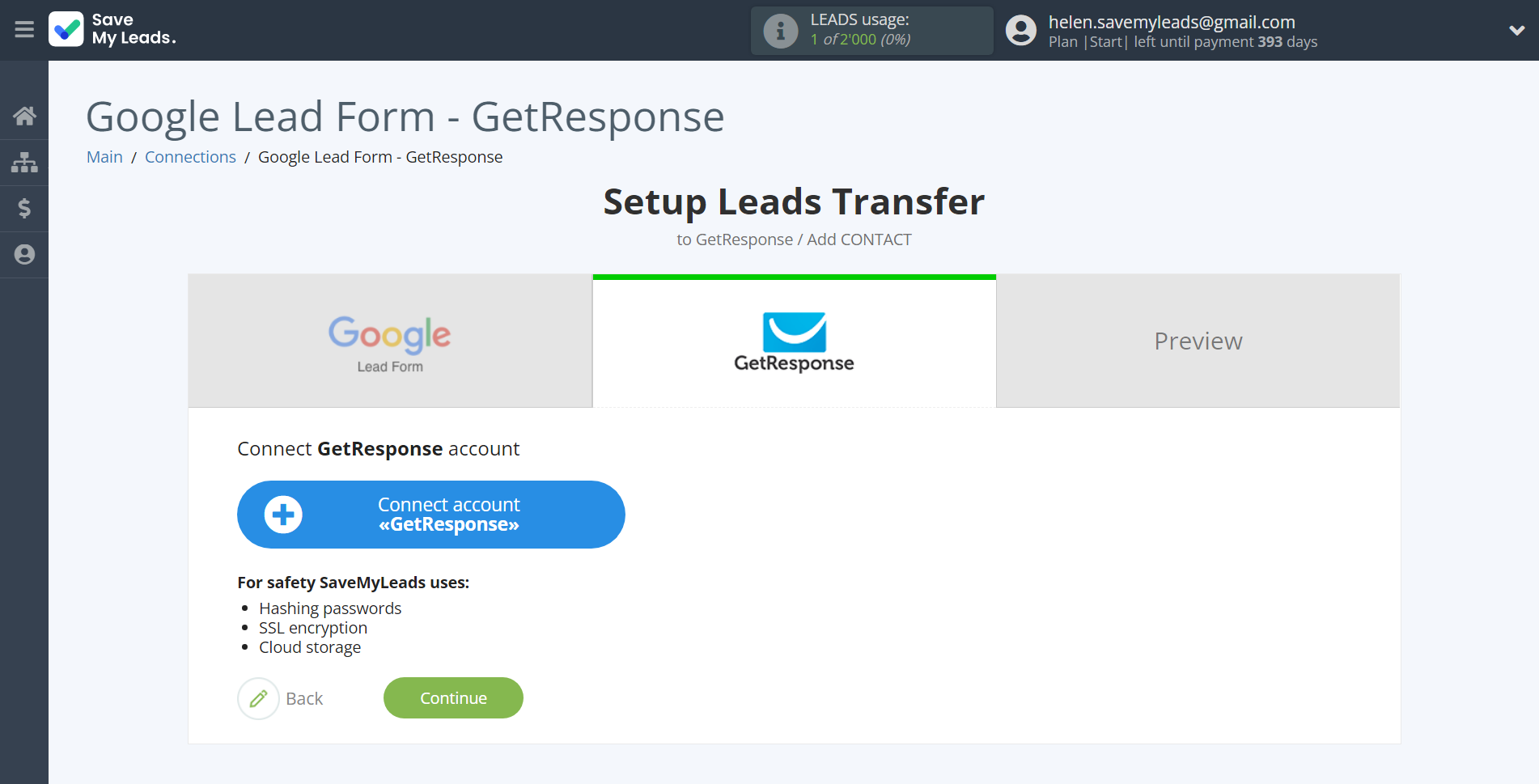 How to Connect Google Lead Form with GetResponse | Data Destination account connection