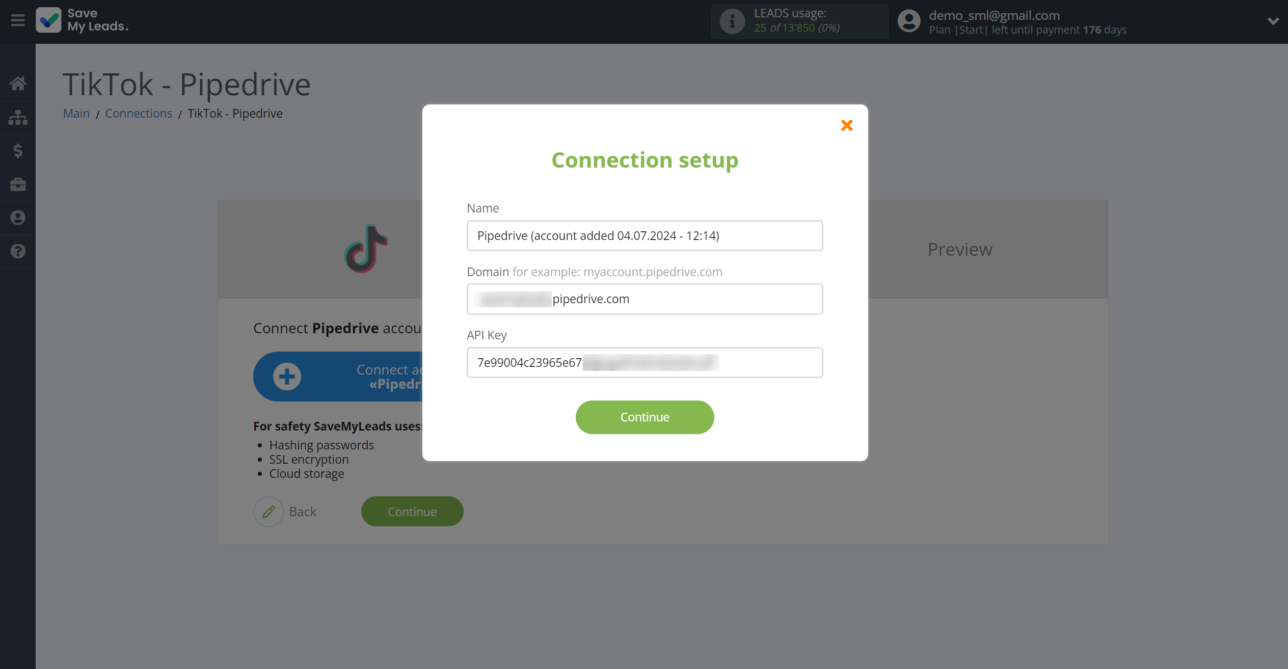 How to Connect TikTok with Pipedrive Create Deal | Data Destination account connection