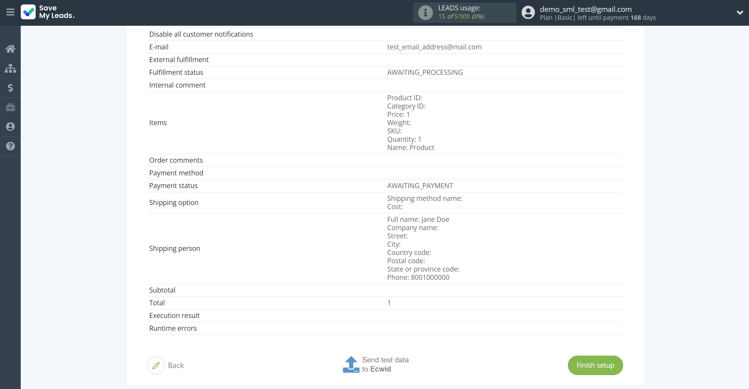 How to Connect TikTok with Ecwid Create Order | Test data