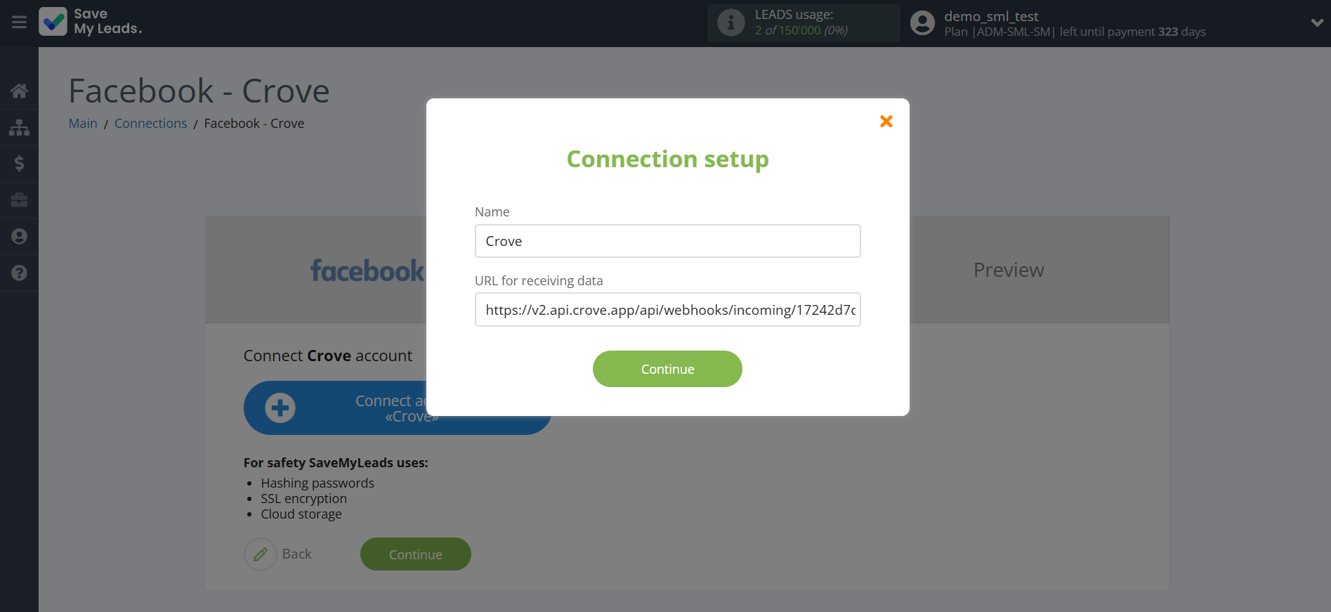 How to Connect Facebook with Crove | Data Destination account connection How to Connect Facebook with Crove | Data Destination account connection