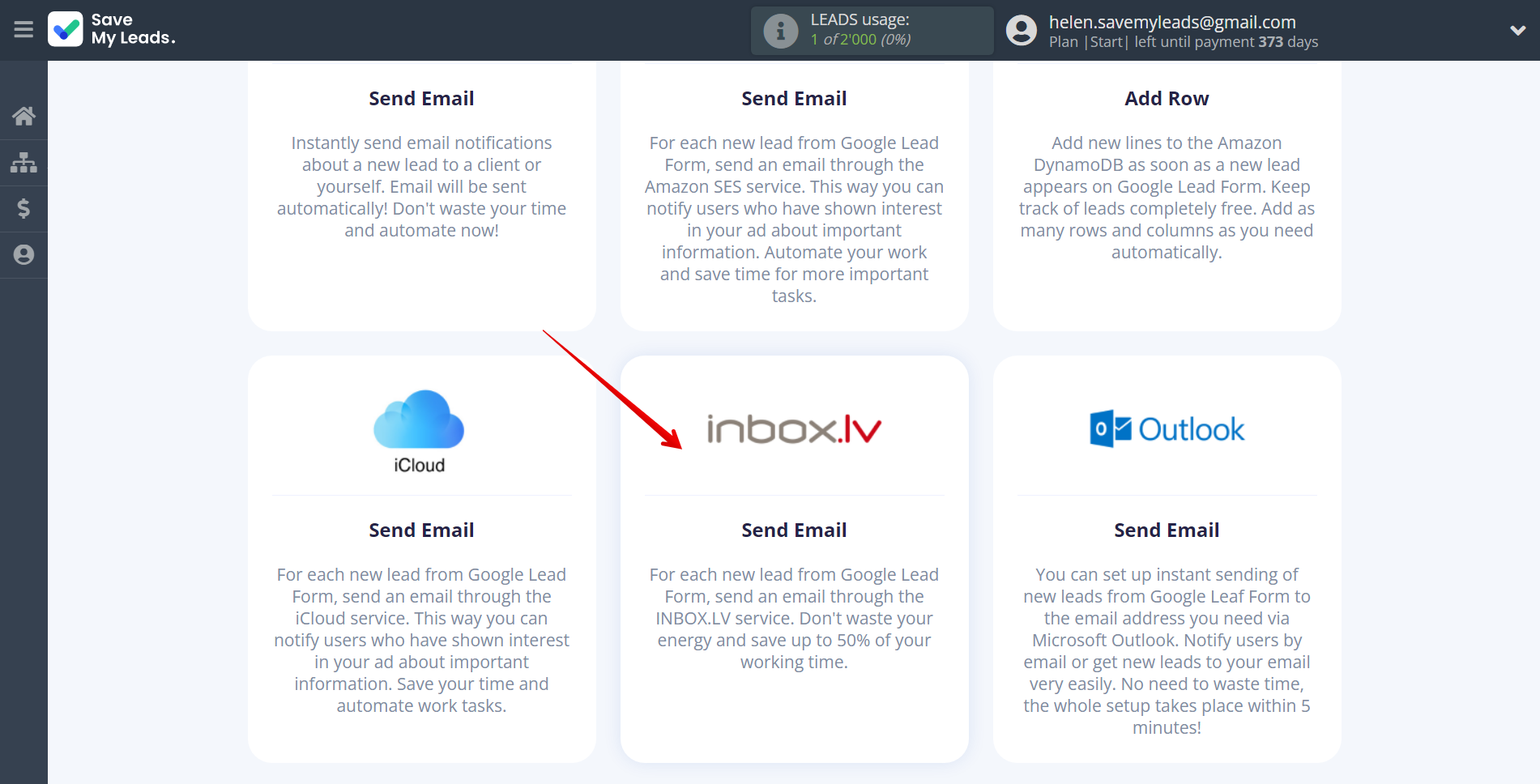 How to Connect Google Lead Form with INBOX.LV | Data Destination system selection