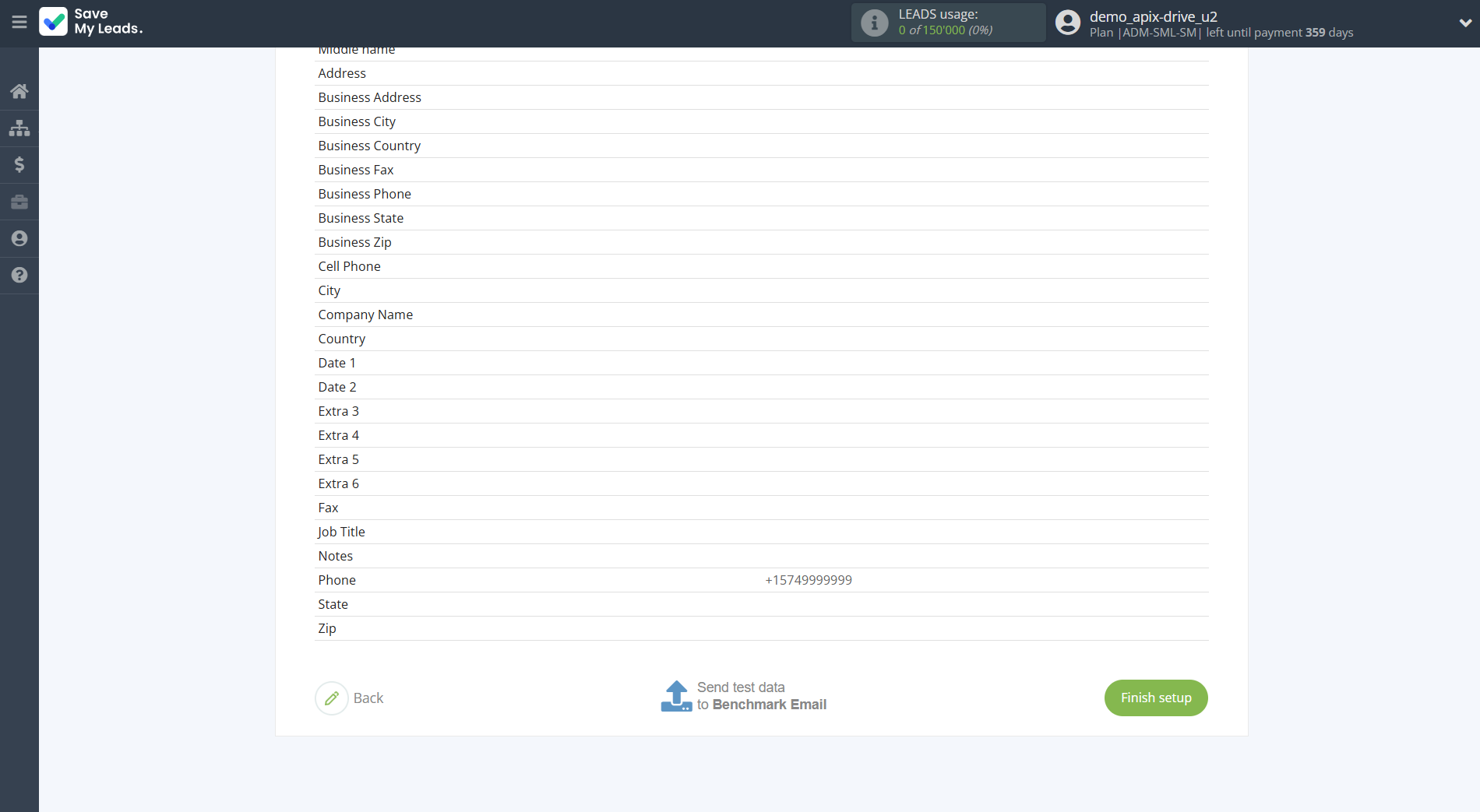 How to Connect Facebook with Benchmark Email | Test data