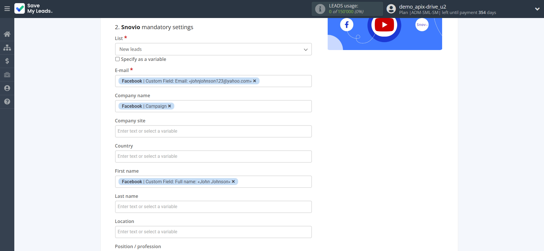How to Connect Facebook with Snovio Add Contacts | Assigning fields How to Connect Facebook with Snovio Add Contacts | Assigning fields