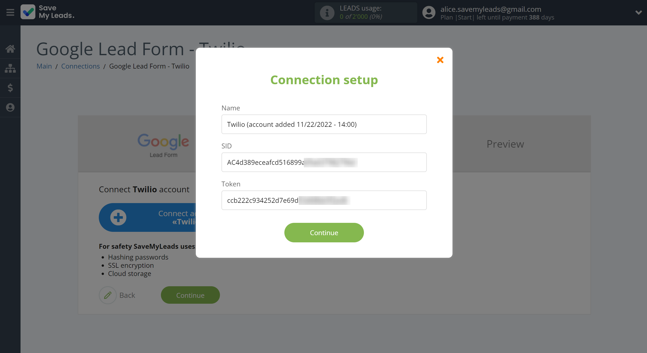 How to Connect Google Lead Form with Twilio | Data Destination account connection