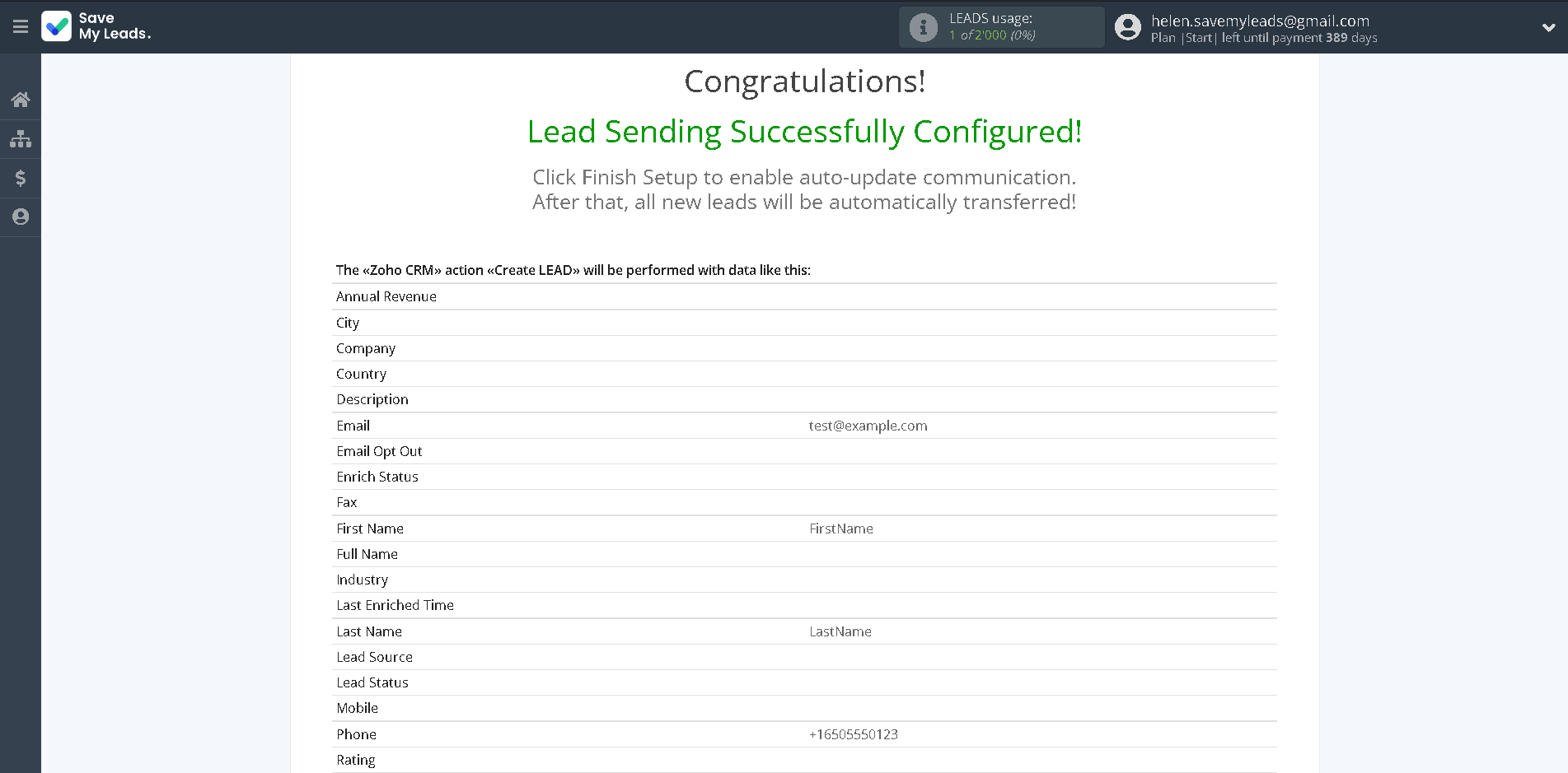 How to Connect Google Lead Form with Zoho CRM Create Leads | Test data