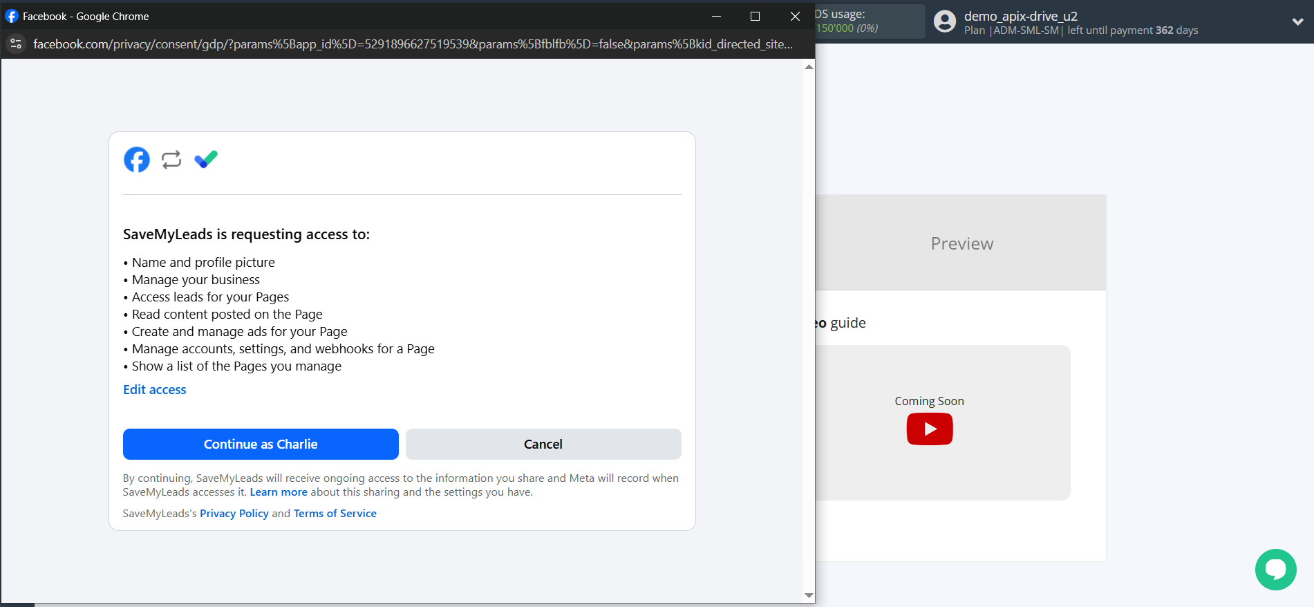 How to Connect Facebook with Apifonica | Data Source account connection