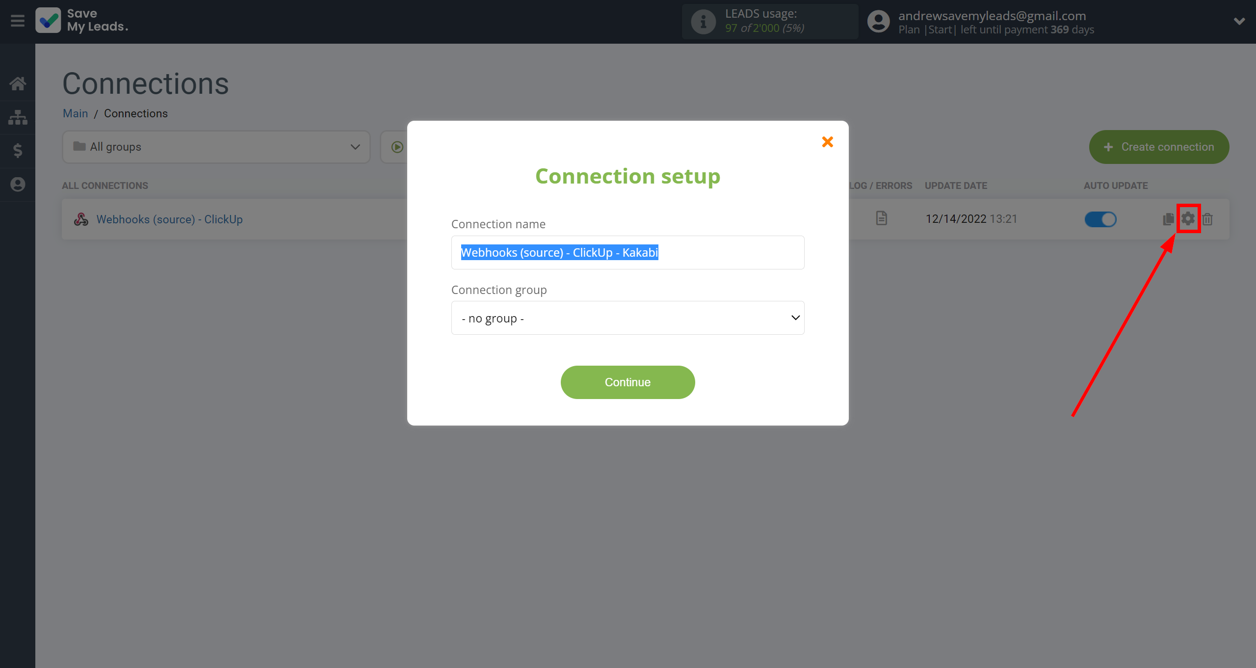How to Connect Webhooks with ClickUp | Name and group connection