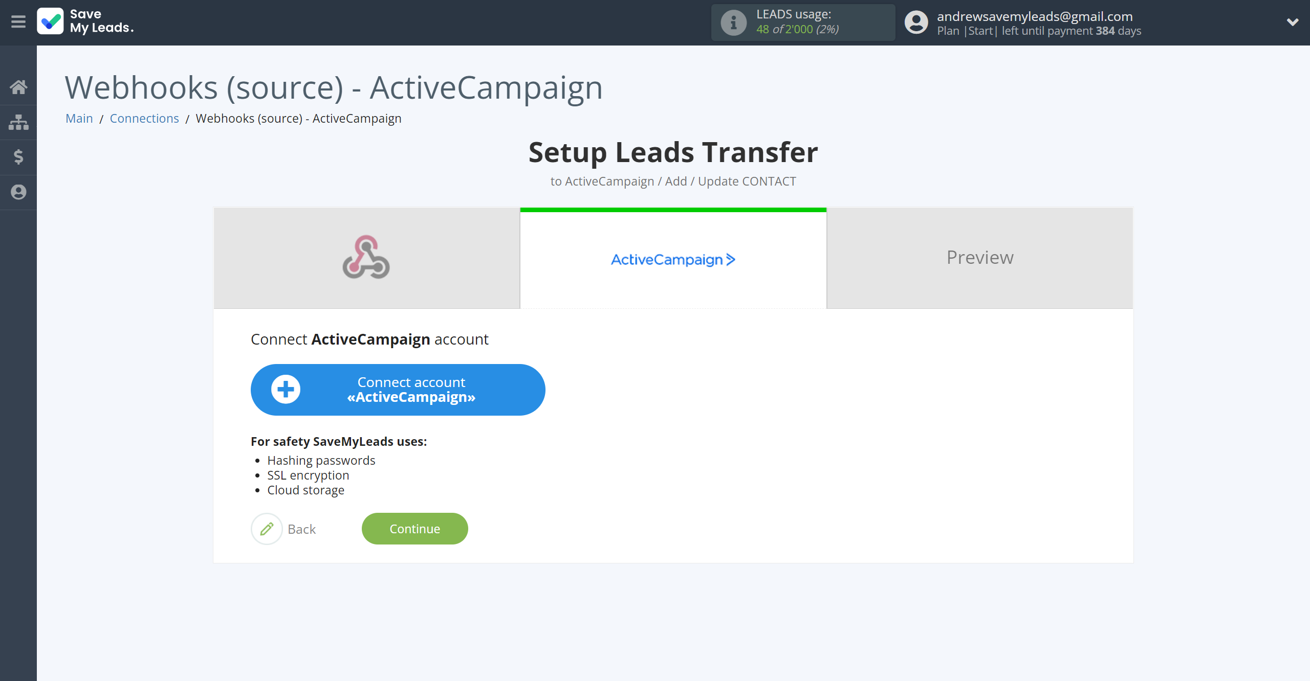 How to Connect Webhooks with ActiveCampaign Create Contacts | Data Destination account connection