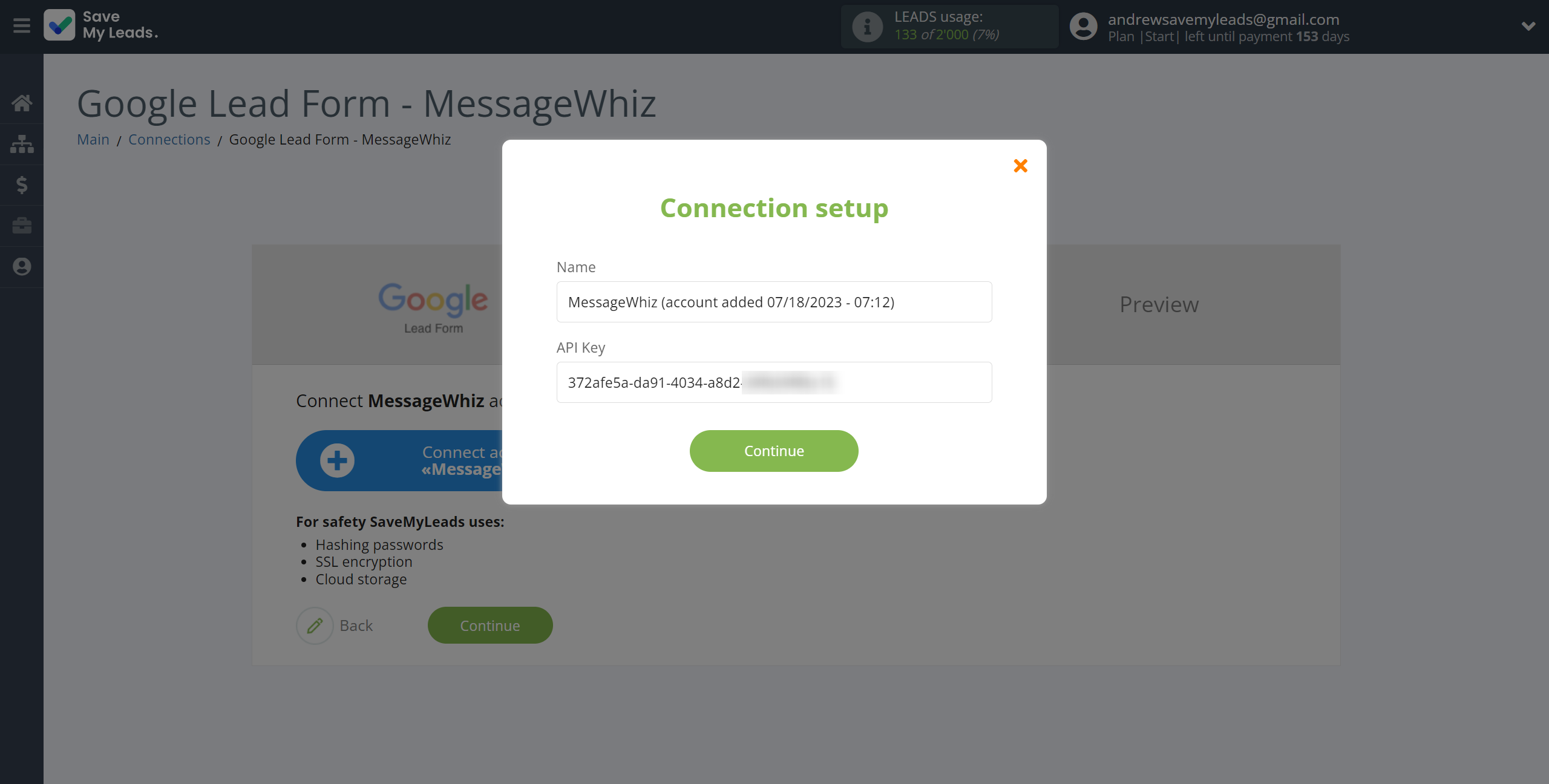 How to Connect Google Lead Form with MessageWhiz | Data Destination account connection