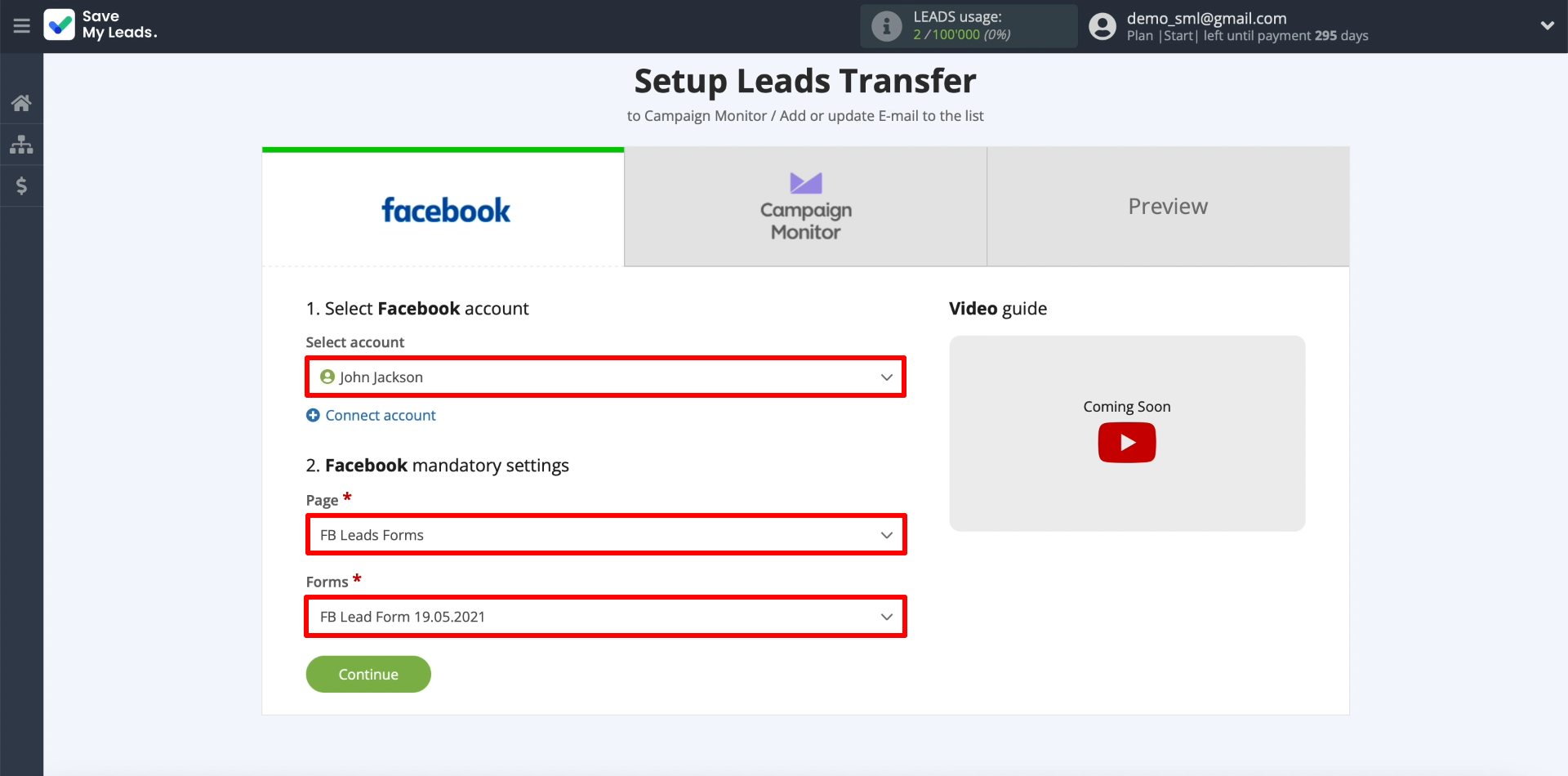 Facebook and Campaign Monitor integration | Setting up data upload