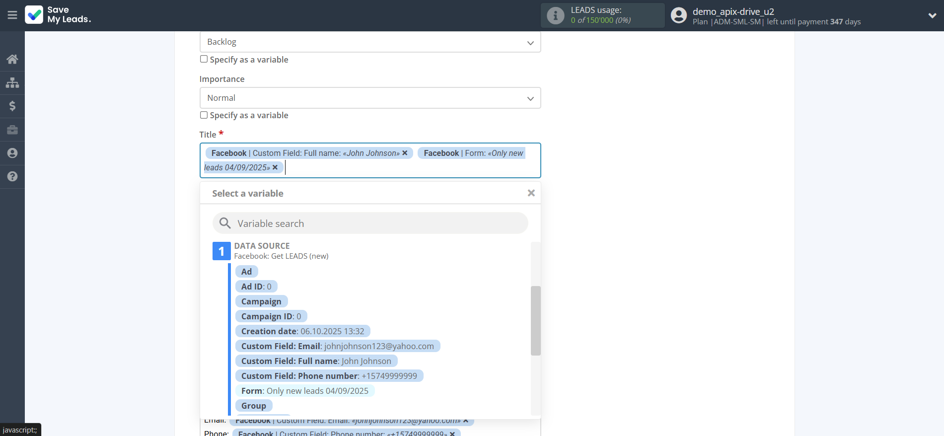 How to Connect Facebook with Wrike | Assigning fields How to Connect Facebook with Wrike | Assigning fields