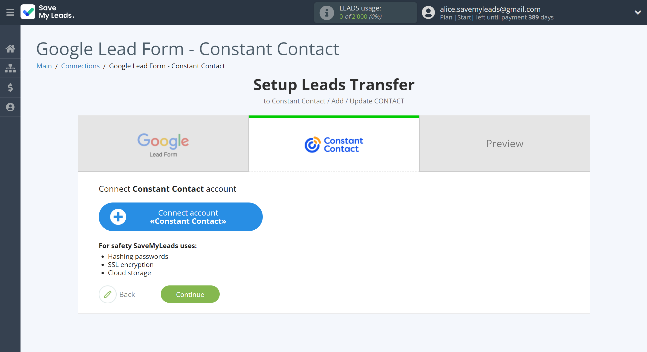 How to Connect Google Lead Form with Constant Contact | Data Destination account connection