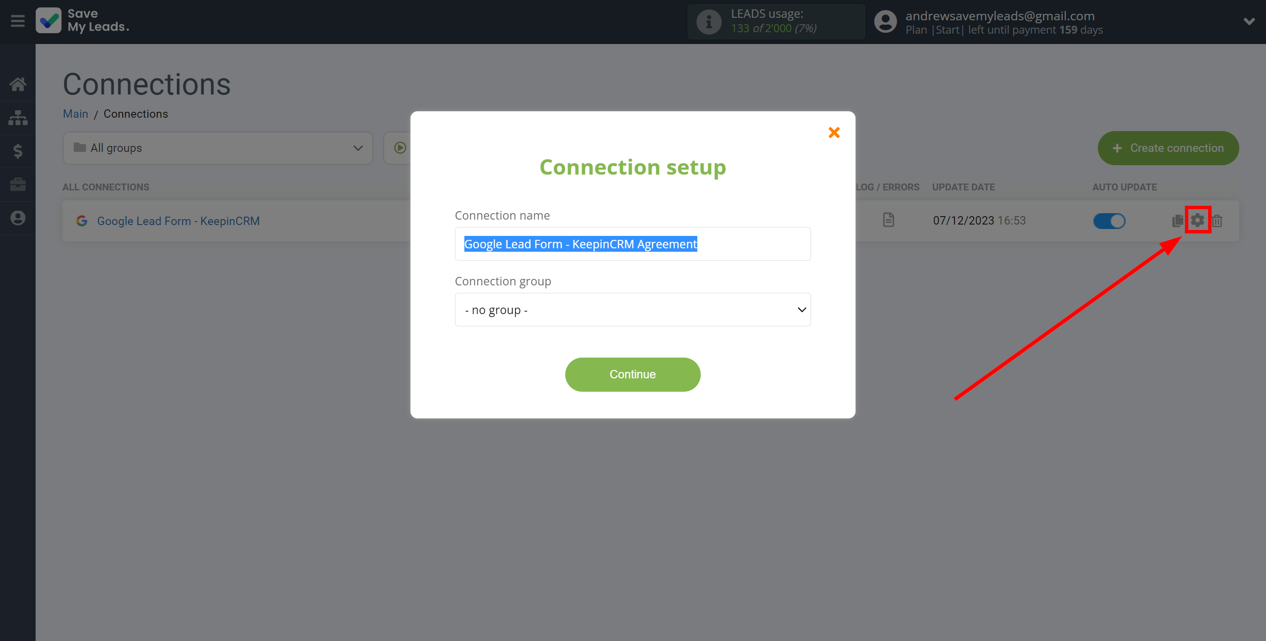 How to Connect Google Lead Form with KeepinCRM Create Agreement | Name and group connection