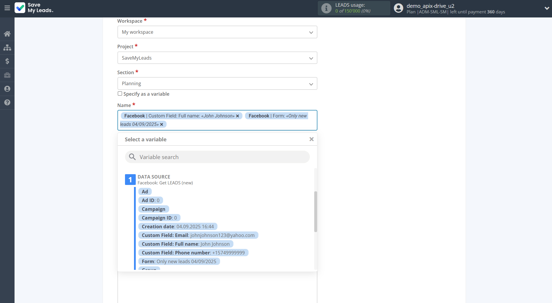 How to Connect Facebook with Asana | Assigning fields