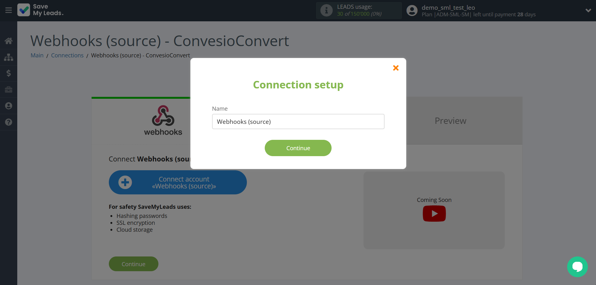 How to Connect Webhooks with ConvesioConvert | Data Source account connection