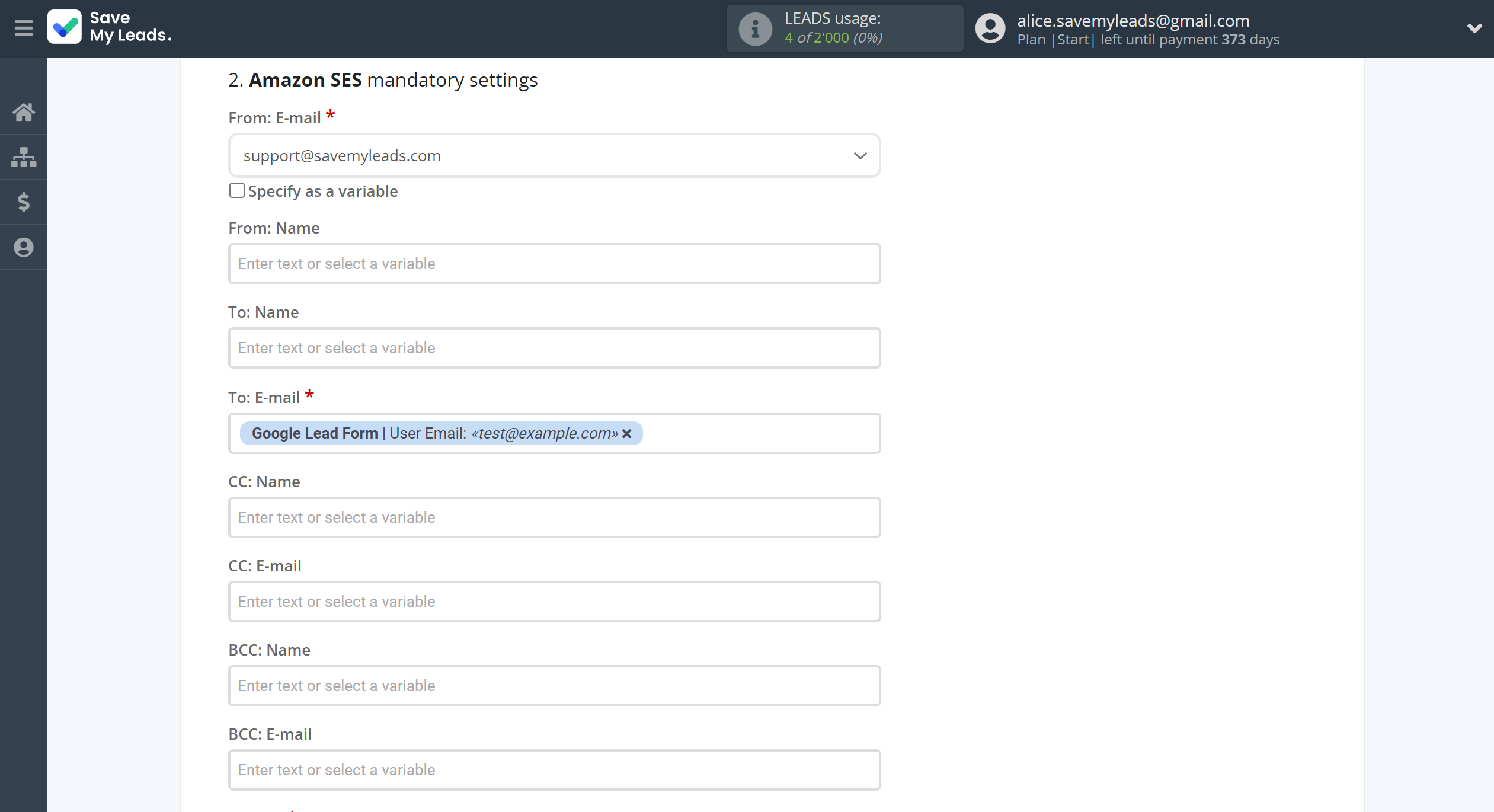 How to Connect Google Lead Form with Amazon SES | Assigning fields