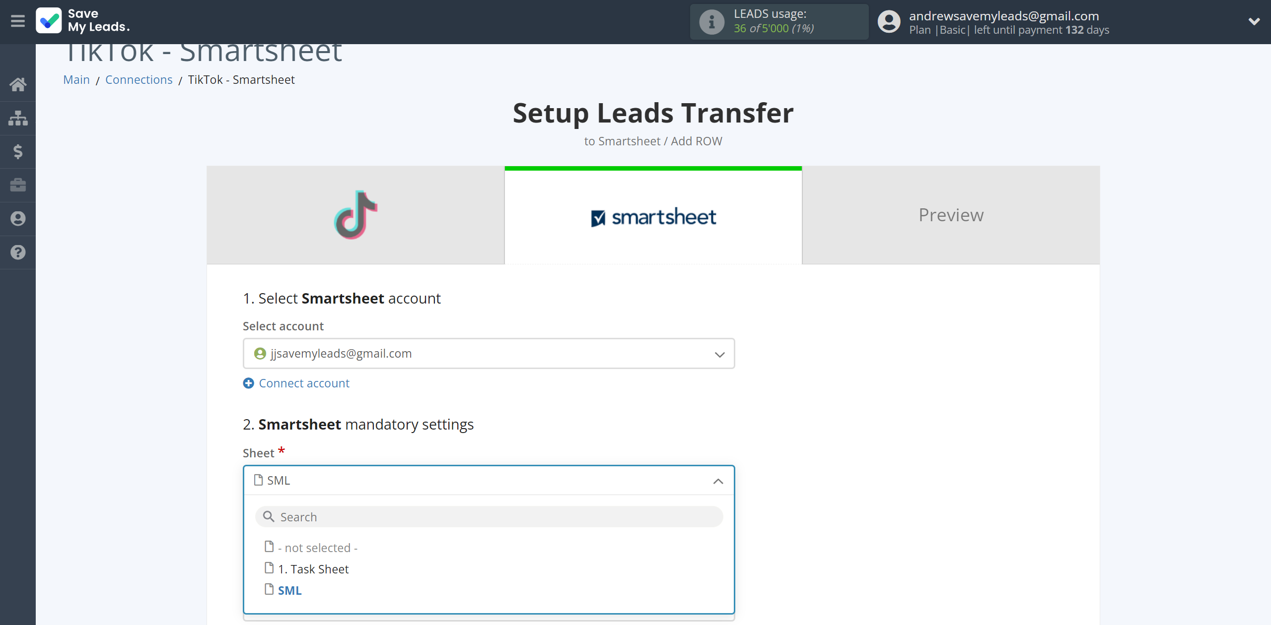 How to Connect TikTok with Smartsheet | Assigning fields