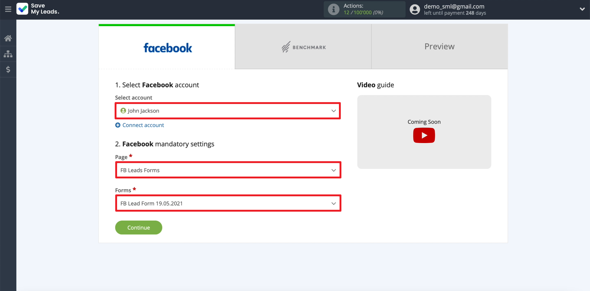 Facebook and Benchmark integration |&nbsp;Setting up leads upload