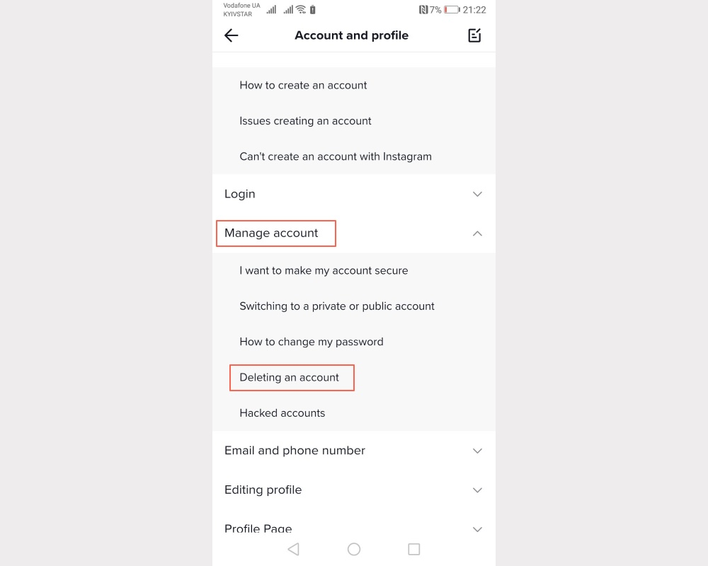 Deleting a TikTok Account | Go to the Manage account category Deleting a TikTok Account | Go to the Manage account category