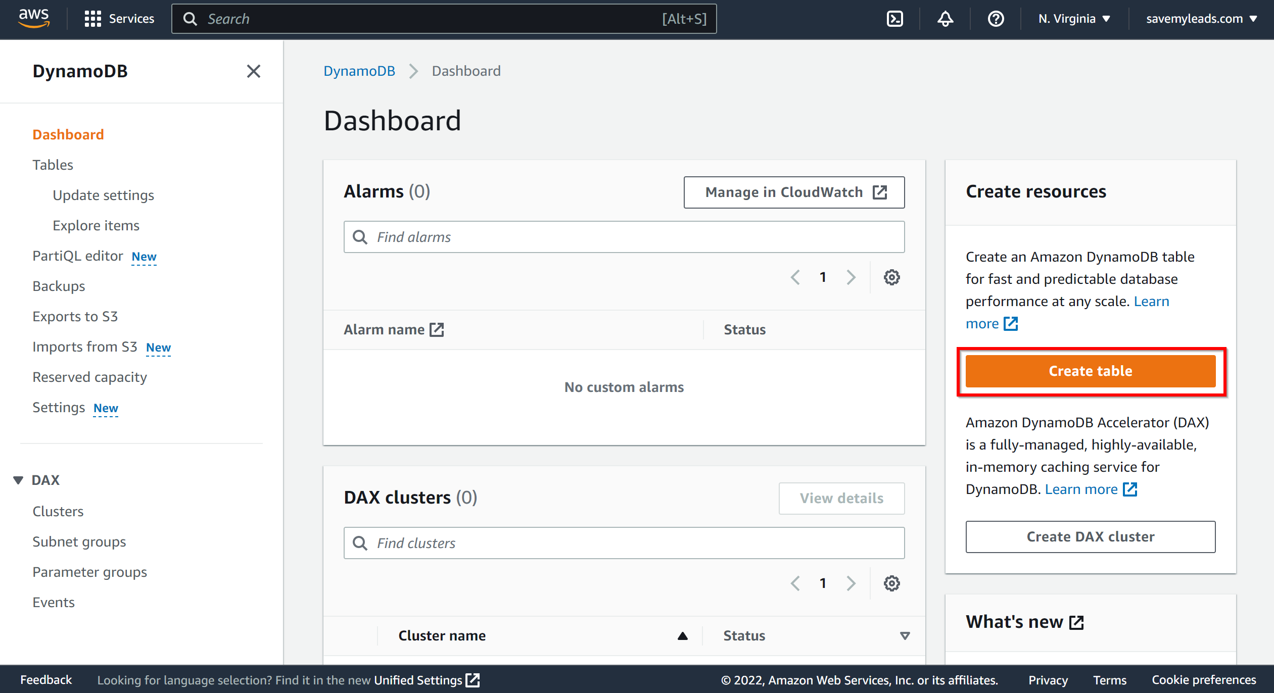 How to Connect Webhooks with Amazon DynamoDB | Creating table