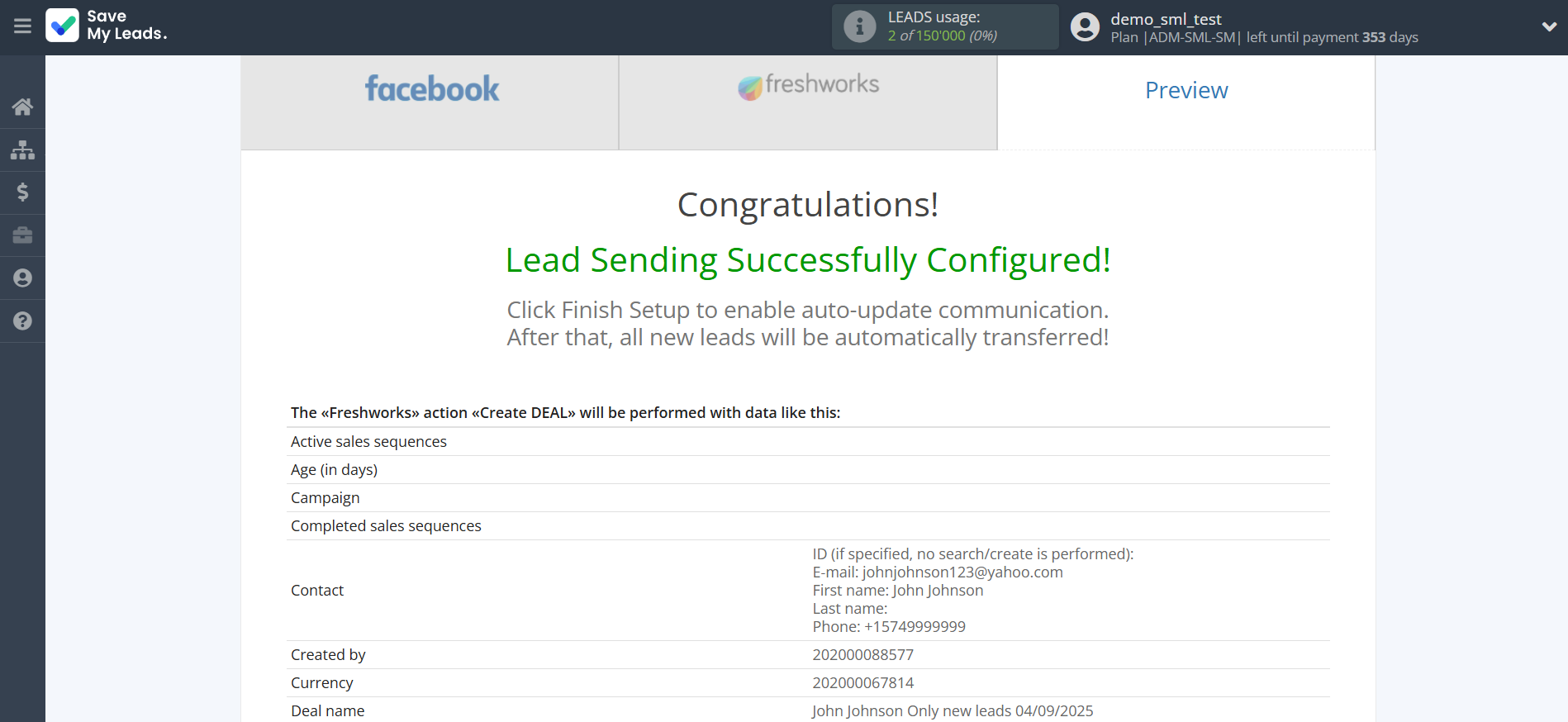 How to Connect Facebook with Freshworks Create Deal | Test data How to Connect Facebook with Freshworks Create Deal | Test data