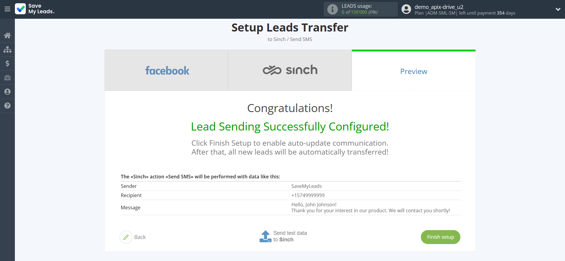 How to Connect Facebook with Sinch | Test data How to Connect Facebook with Sinch | Test data