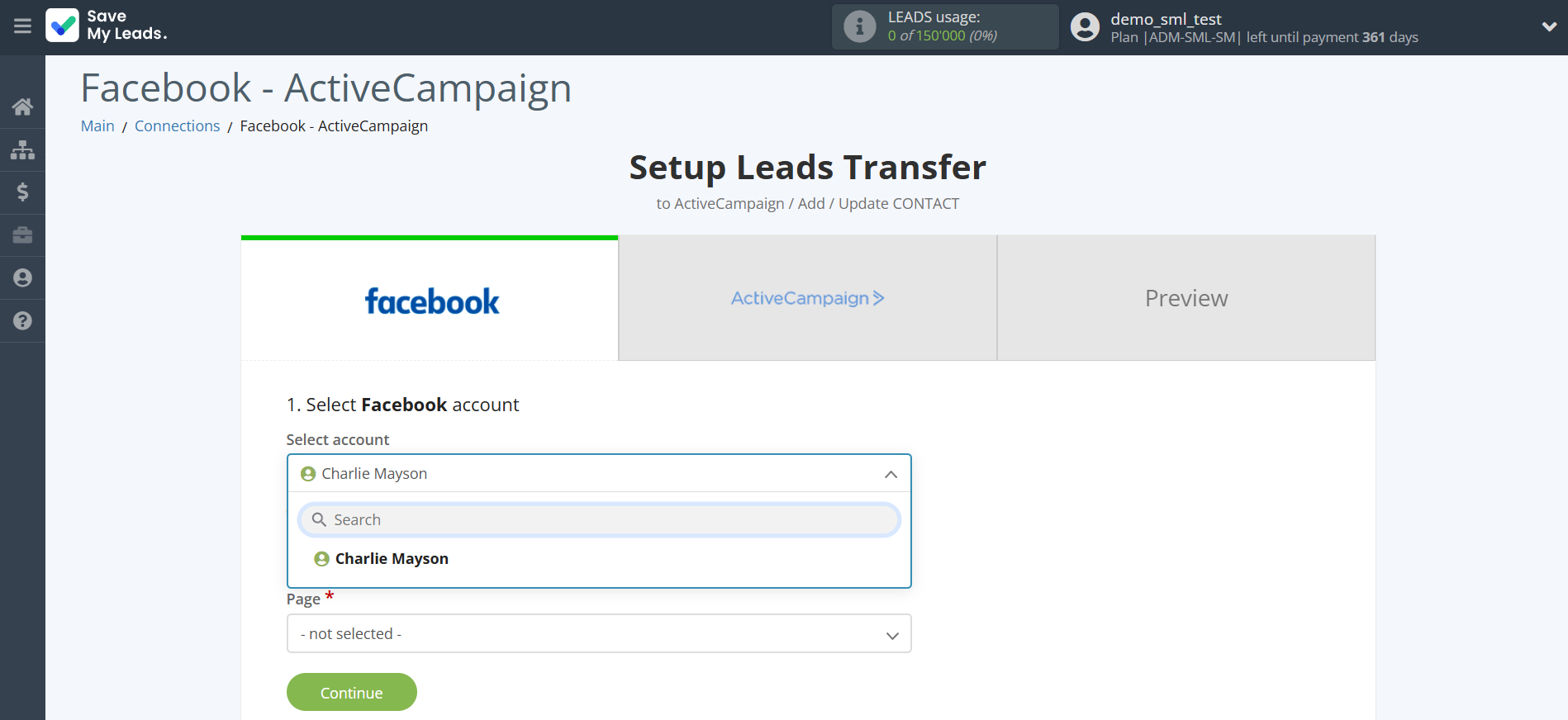 How to Connect Facebook with ActiveCampaign Create Contacts | Data Source account selection