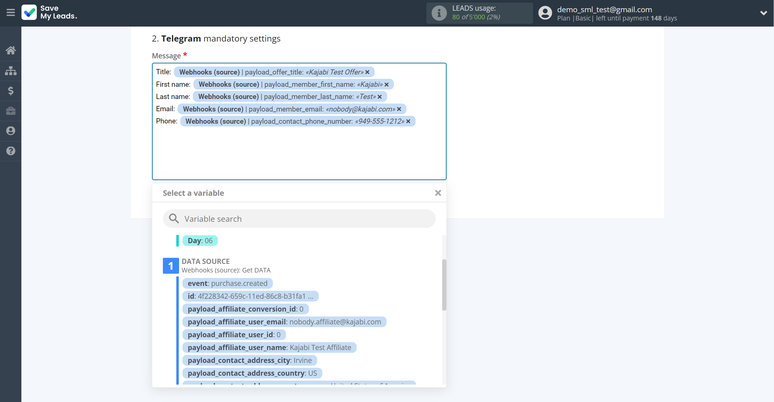 How to Connect Webhooks with Telegram (your bot) | Assigning fields