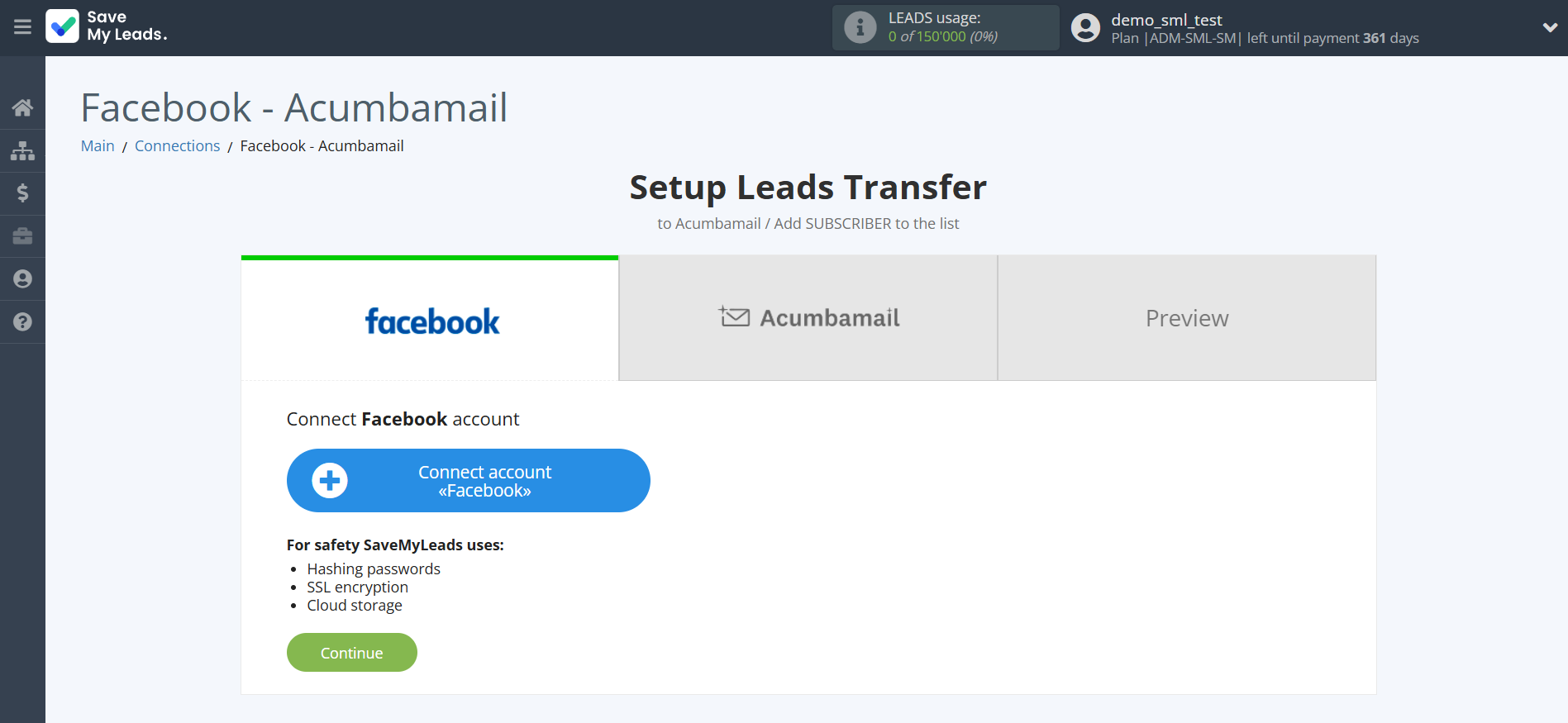 How to Connect Facebook with Acumbamail Add Subscribers | Data Source account