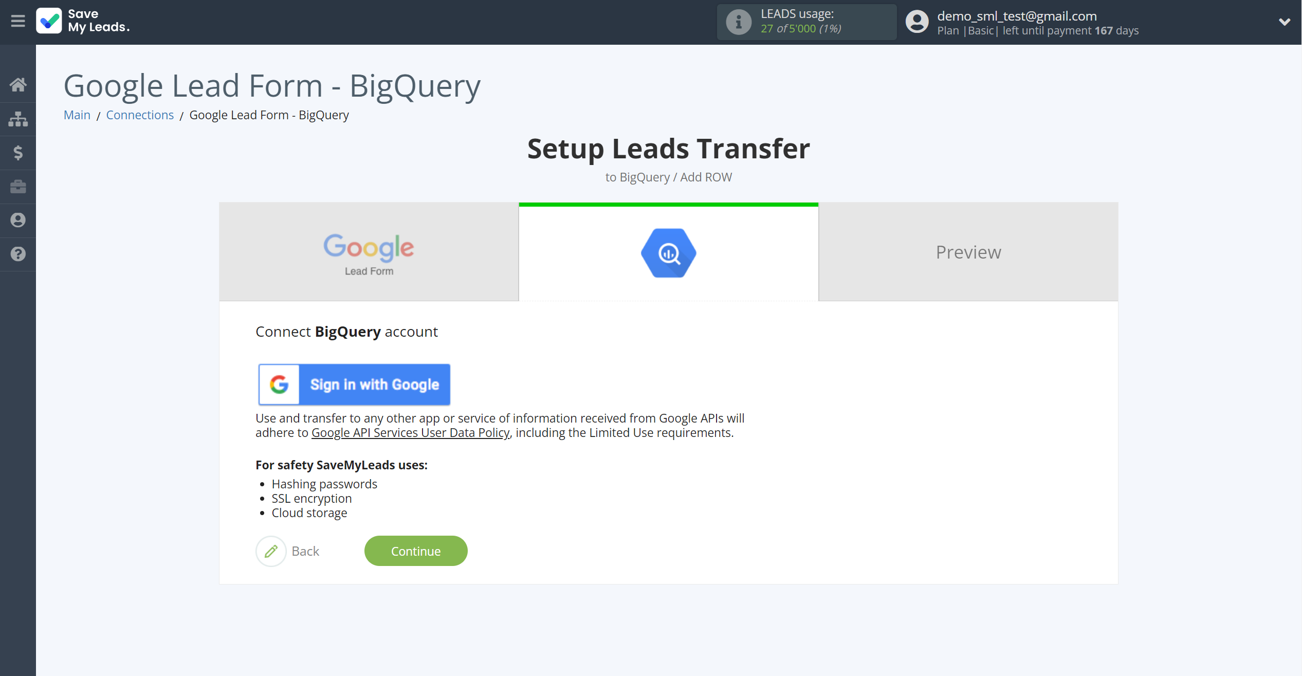 How to Connect Google Lead Form with BigQuery | Data Destination account connection