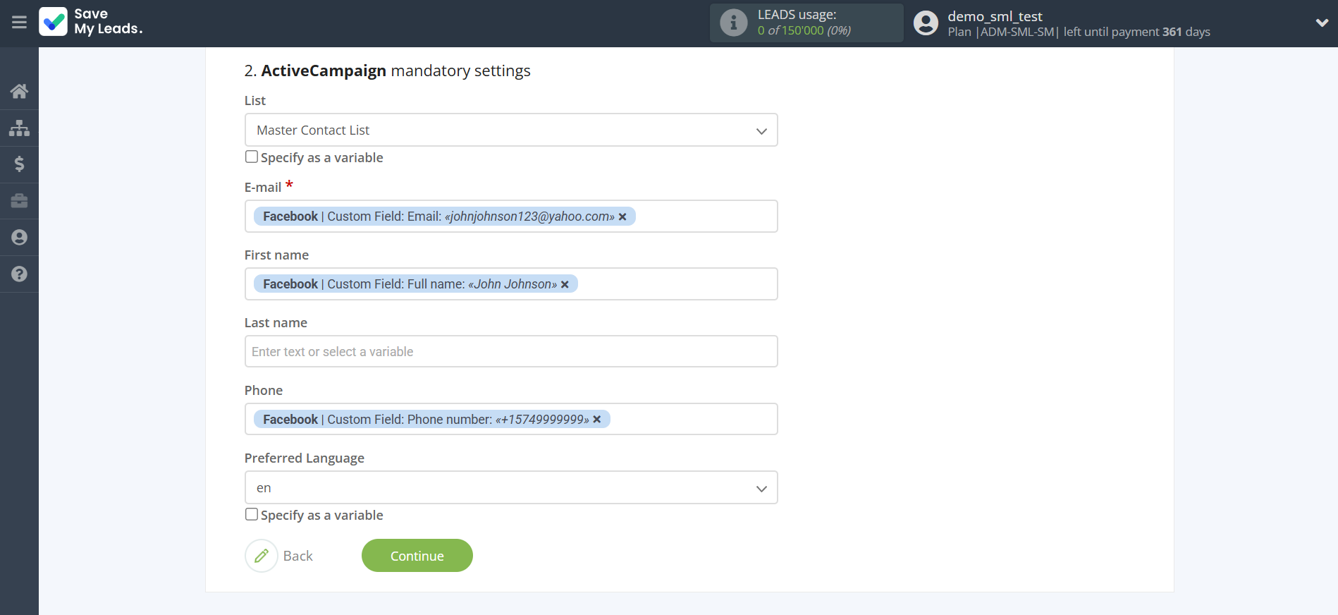 How to Connect Facebook with ActiveCampaign Create Contacts | Assigning fields