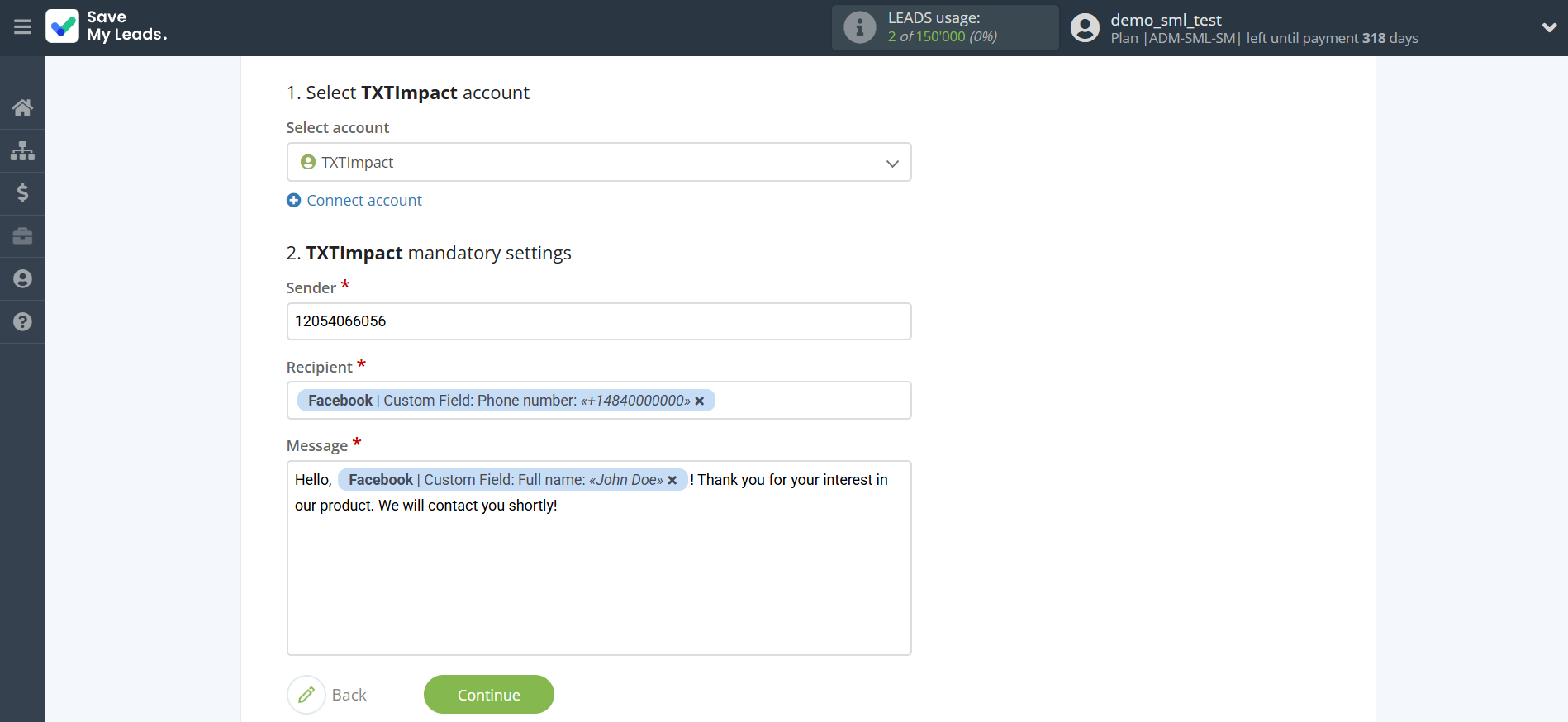 How to Connect Facebook with TXTImpact | Assigning fields How to Connect Facebook with TXTImpact | Assigning fields