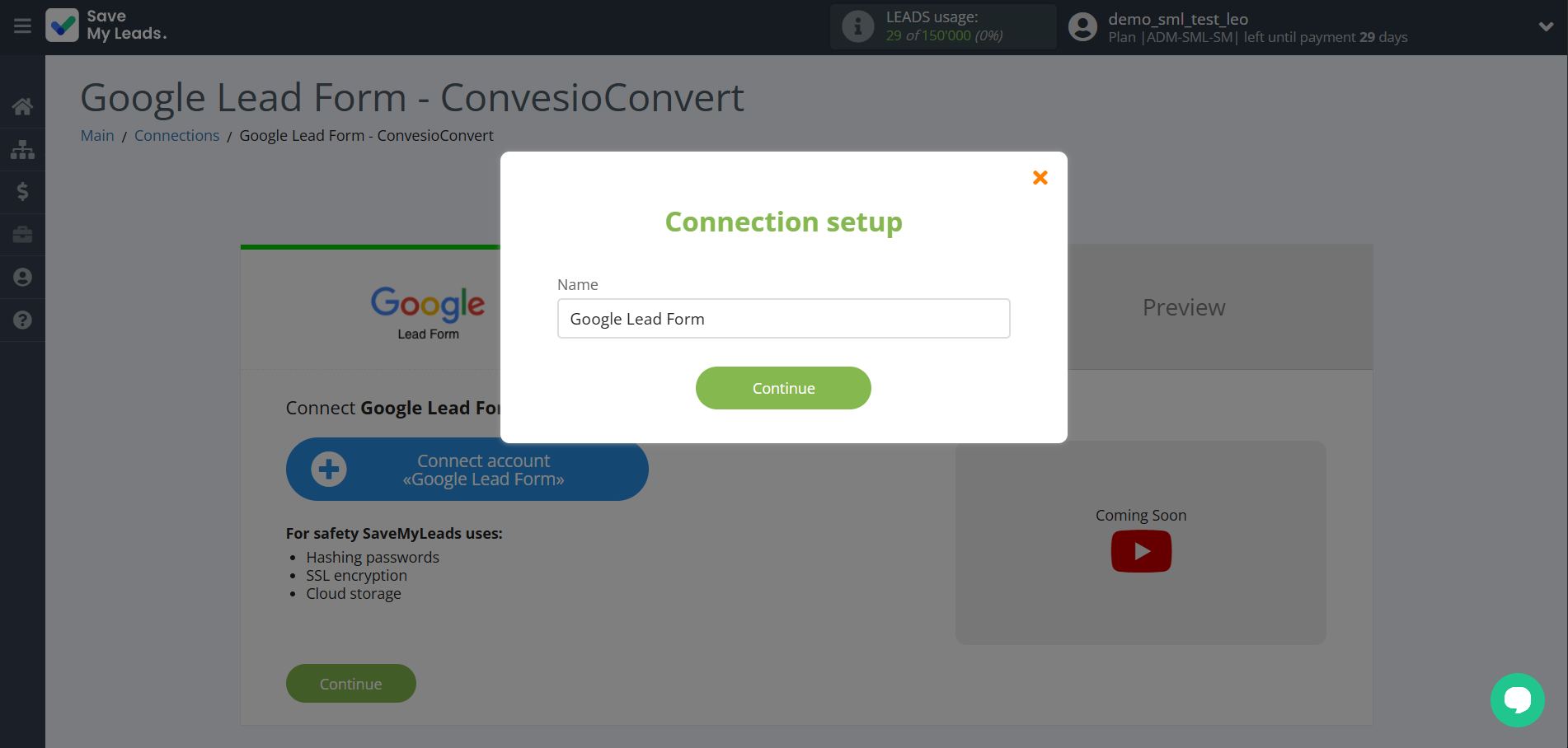 How to Connect Google Lead Form with ConvesioConvert | Data Source account connection