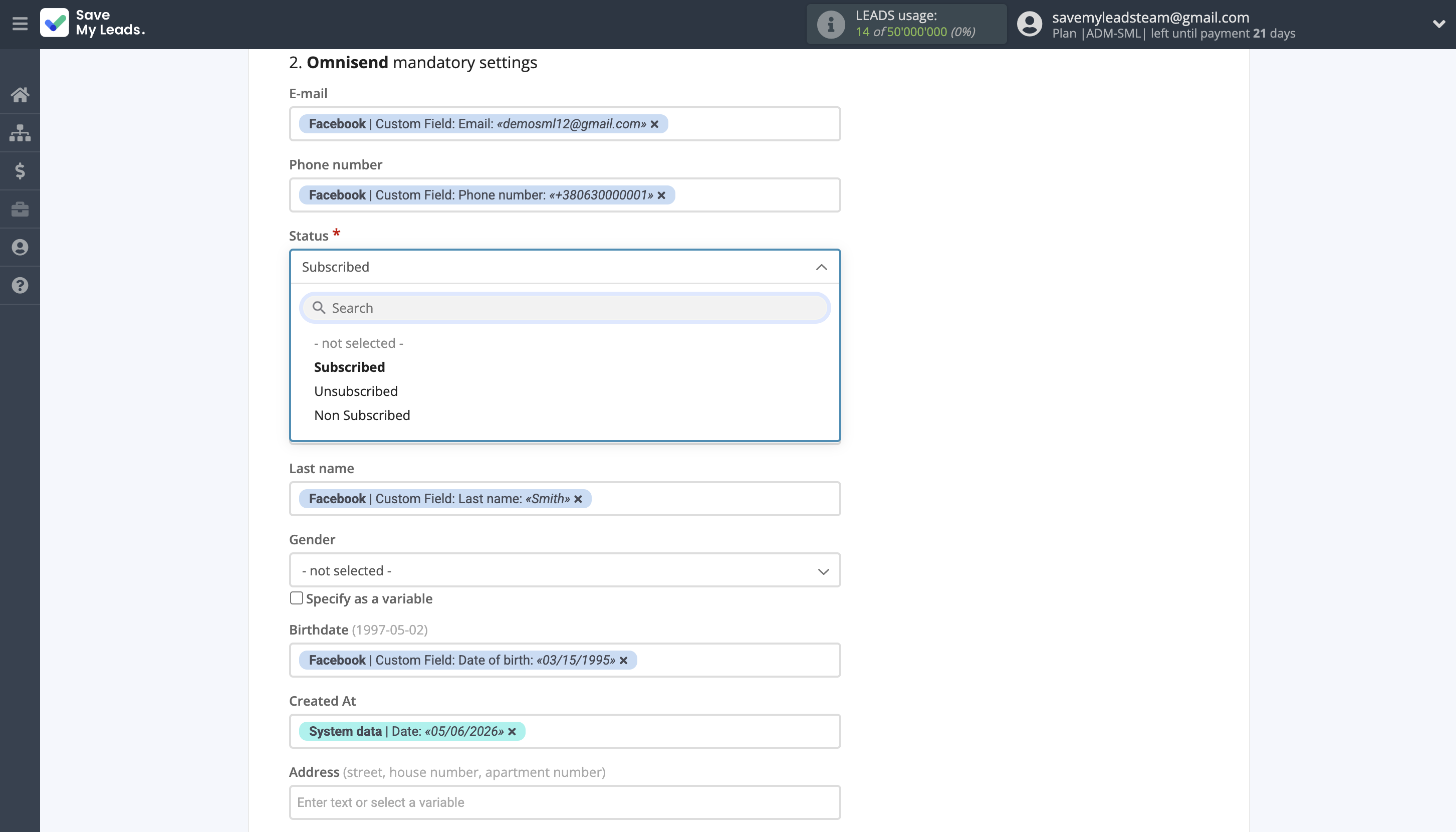 How to Connect Facebook with Omnisend Create Contact | Assigning fields How to Connect Facebook with Omnisend Create Contact | Assigning fields