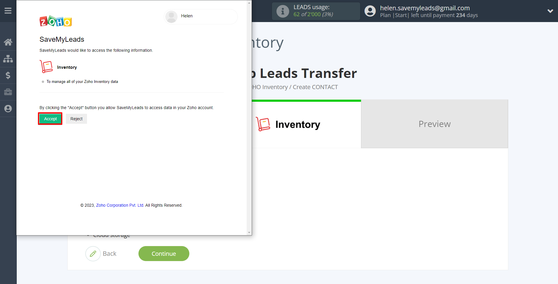 How to Connect Webhooks with Zoho Inventory Create Contacts | Data Destination account connection