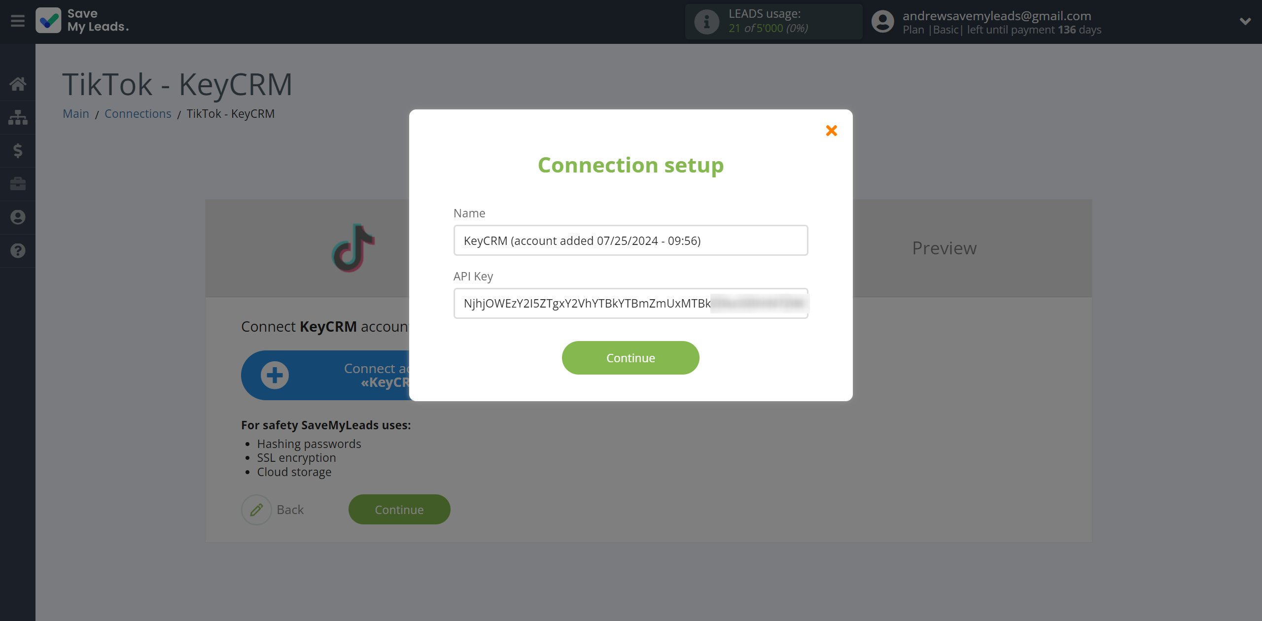 How to Connect TikTok with KeyCRM Create Lead | Data Destination account connection