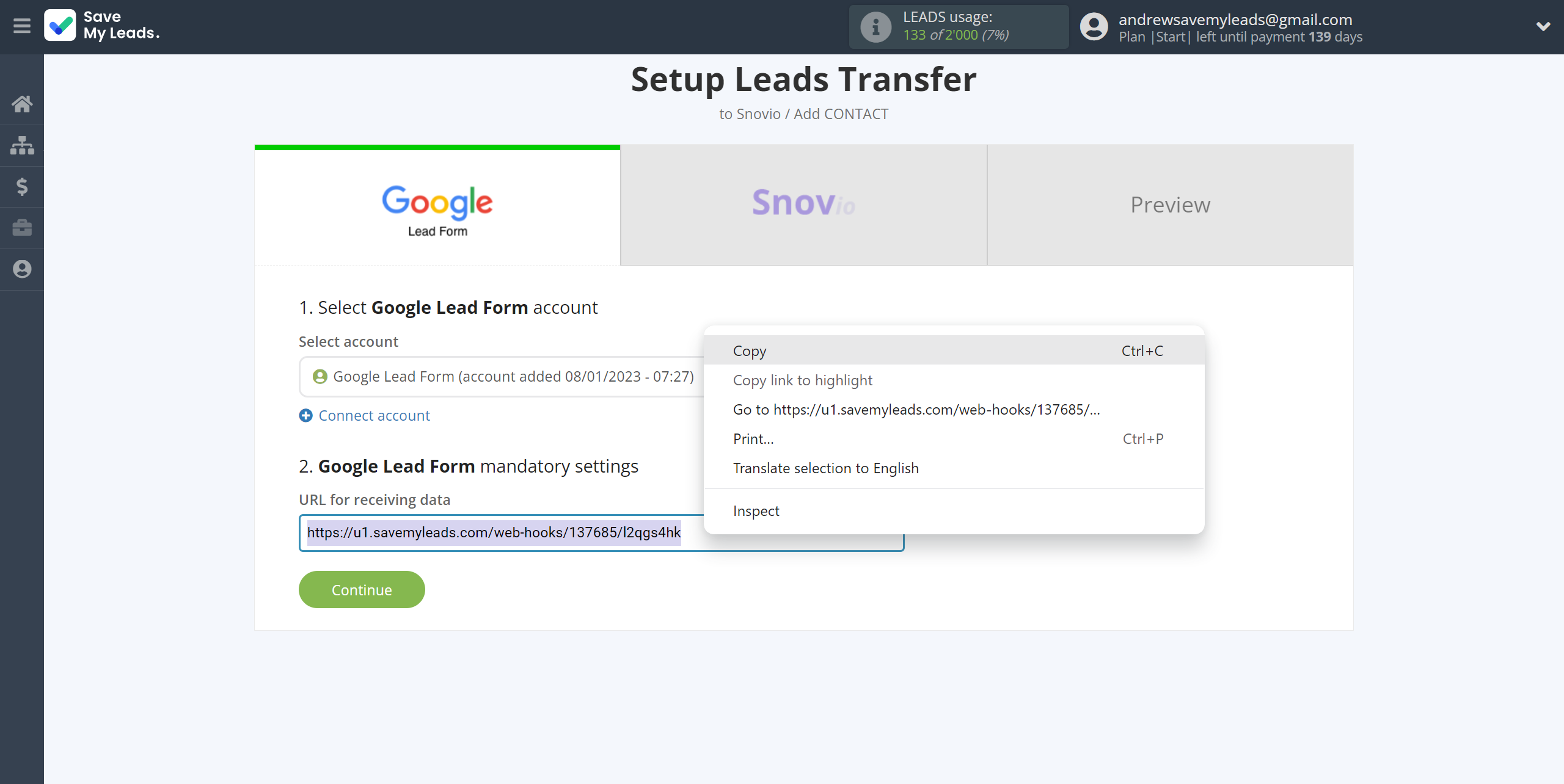 How to Connect Google Lead Form with Snovio Add Contacts | Data Source account connection