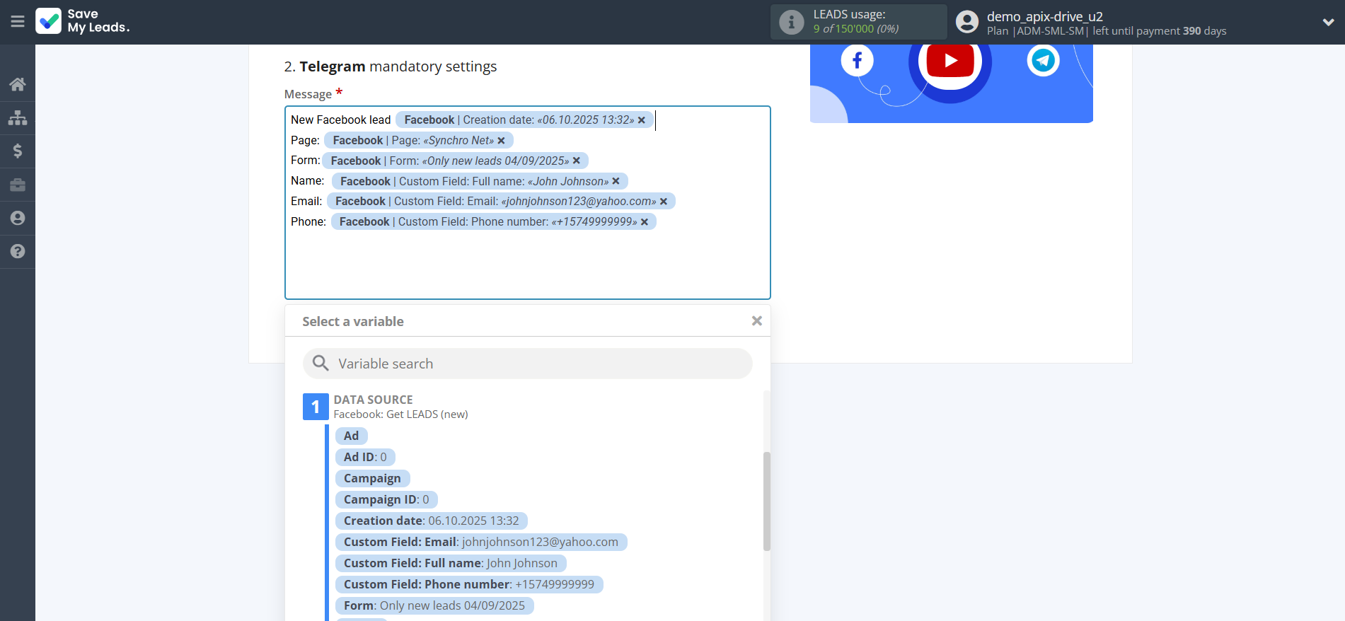 How to Connect Facebook with Telegram (your bot) | Assigning fields How to Connect Facebook with Telegram (your bot) | Assigning fields