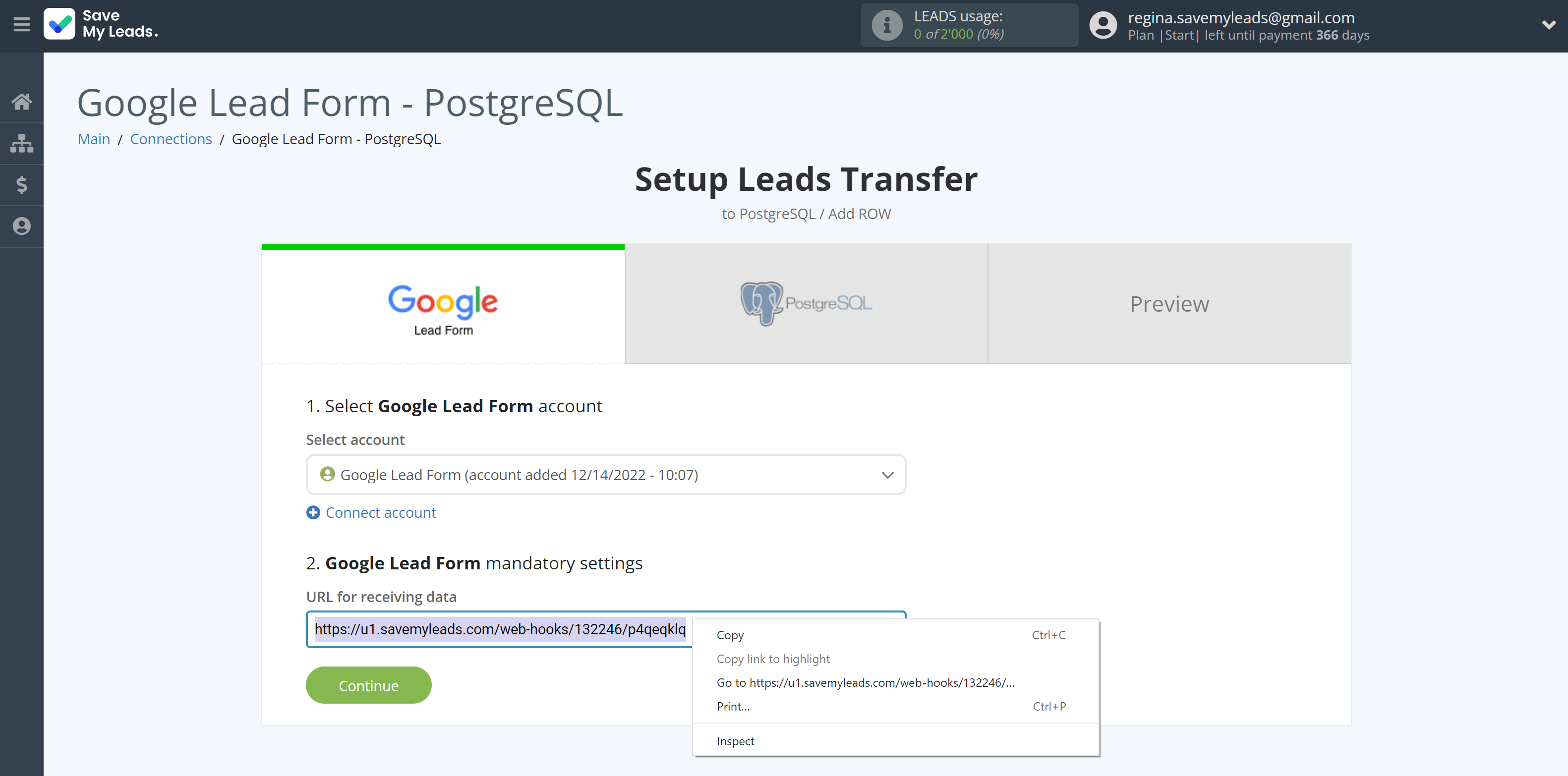 How to Connect Google Lead Form with PostgreSQL | Data Source account connection