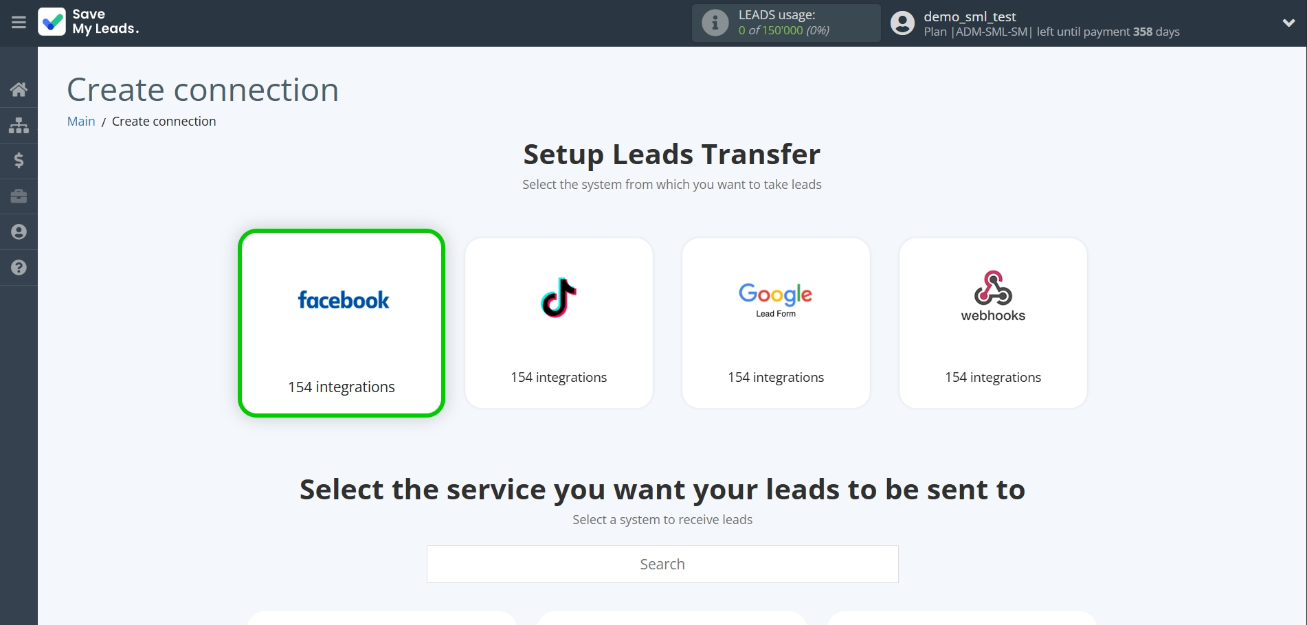 How to Connect Facebook with ClickSend Add Contacts | Data Source system selection