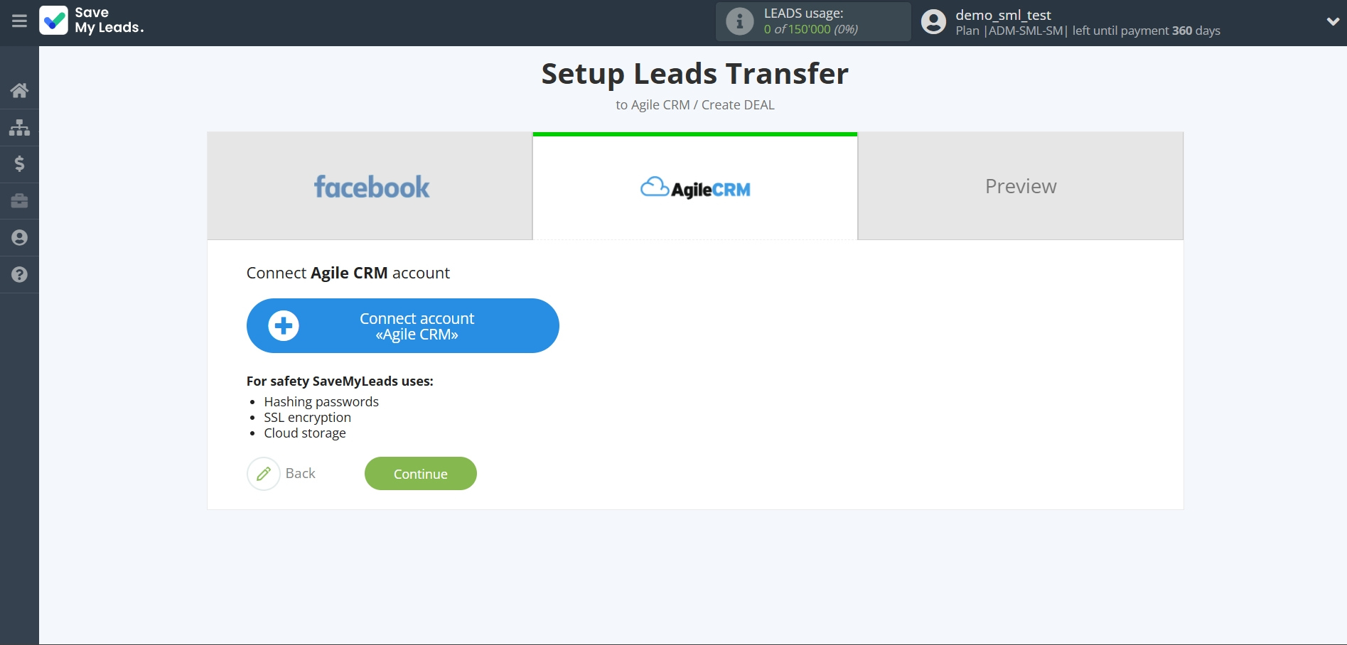 How to Connect Facebook  with AgileCRM Create Deal | Data Destination account connection