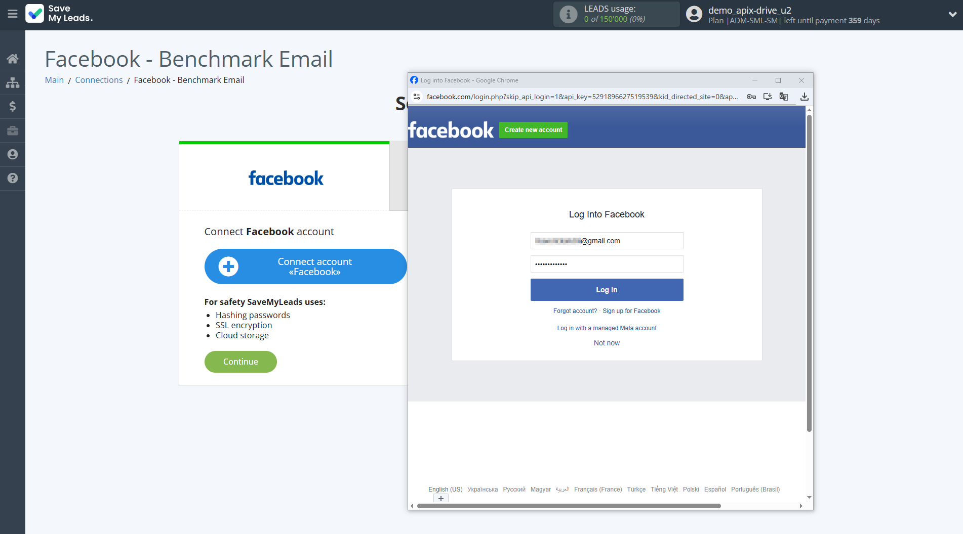 How to Connect Facebook with Benchmark Email | Data Source account